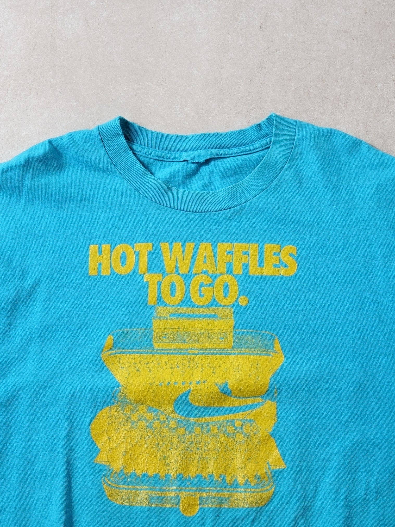 Vintage 90s Baby Blue Hot Waffles To Go Nike Graphic Tee (L)