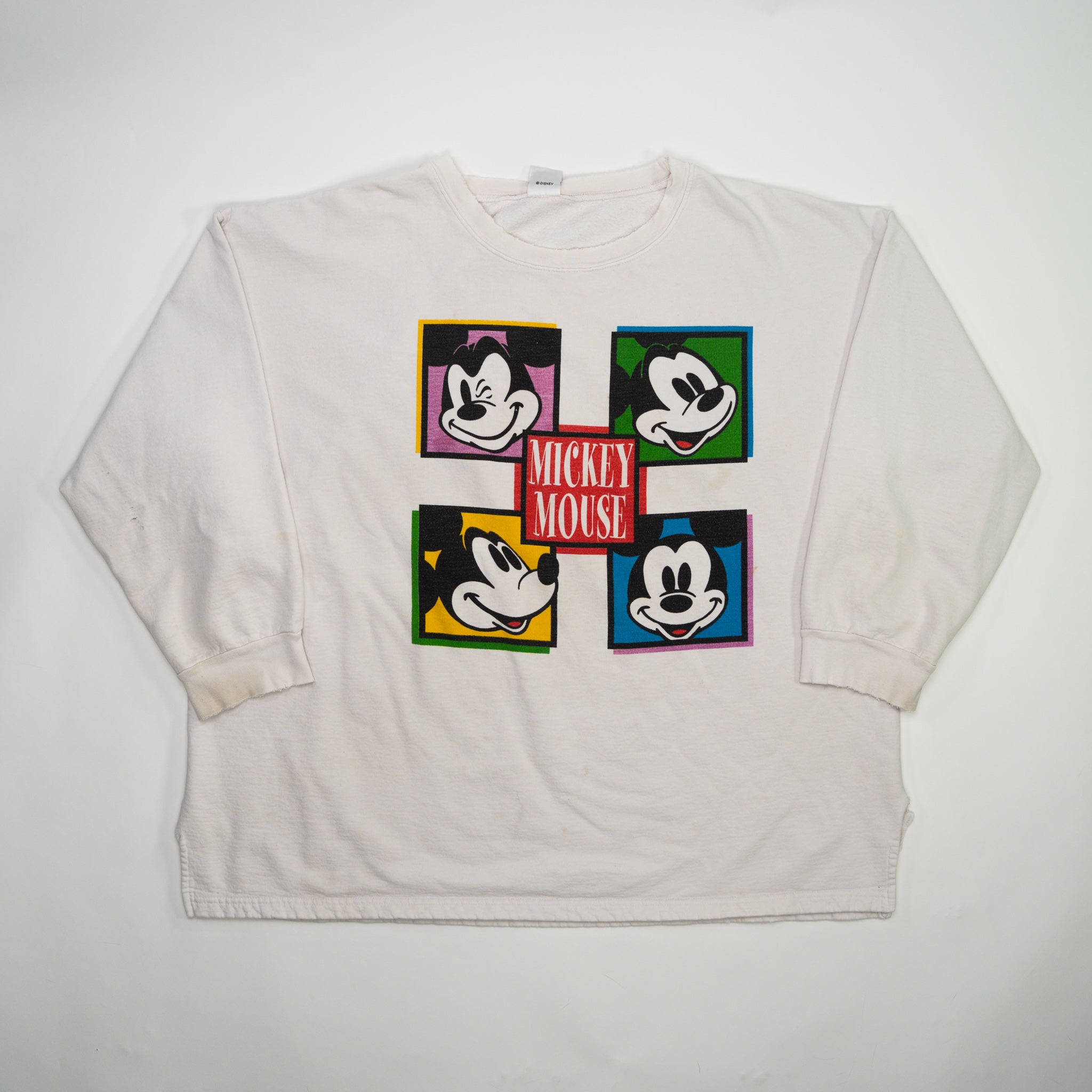 Vintage White Mickey Mouse Faces Crewneck (XL/XXL)