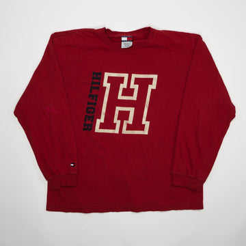 Vintage 90s Red Tommy Hilfiger 'H' Long Sleeve | Rebalance Vintage.