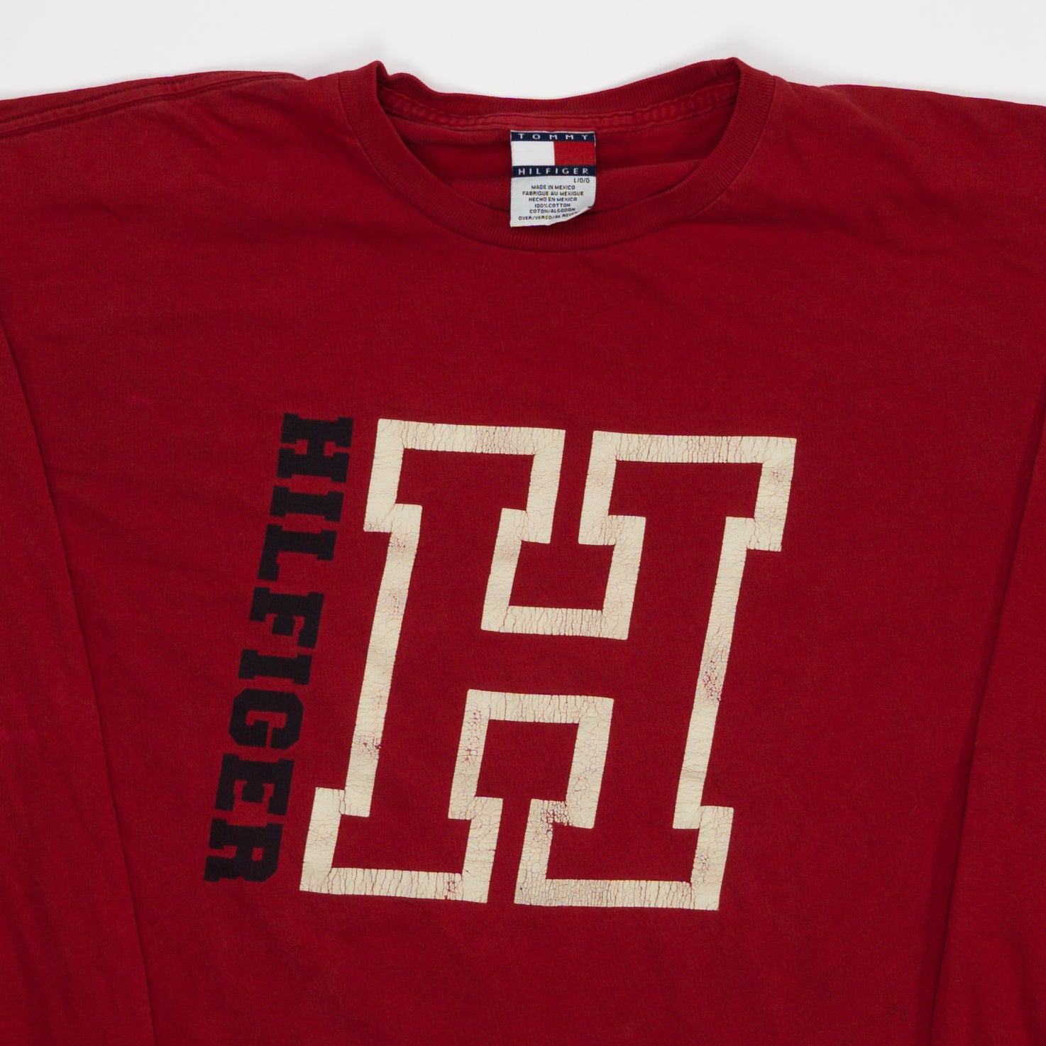 Vintage 90s Red Tommy Hilfiger 'H' Long Sleeve | Rebalance Vintage.