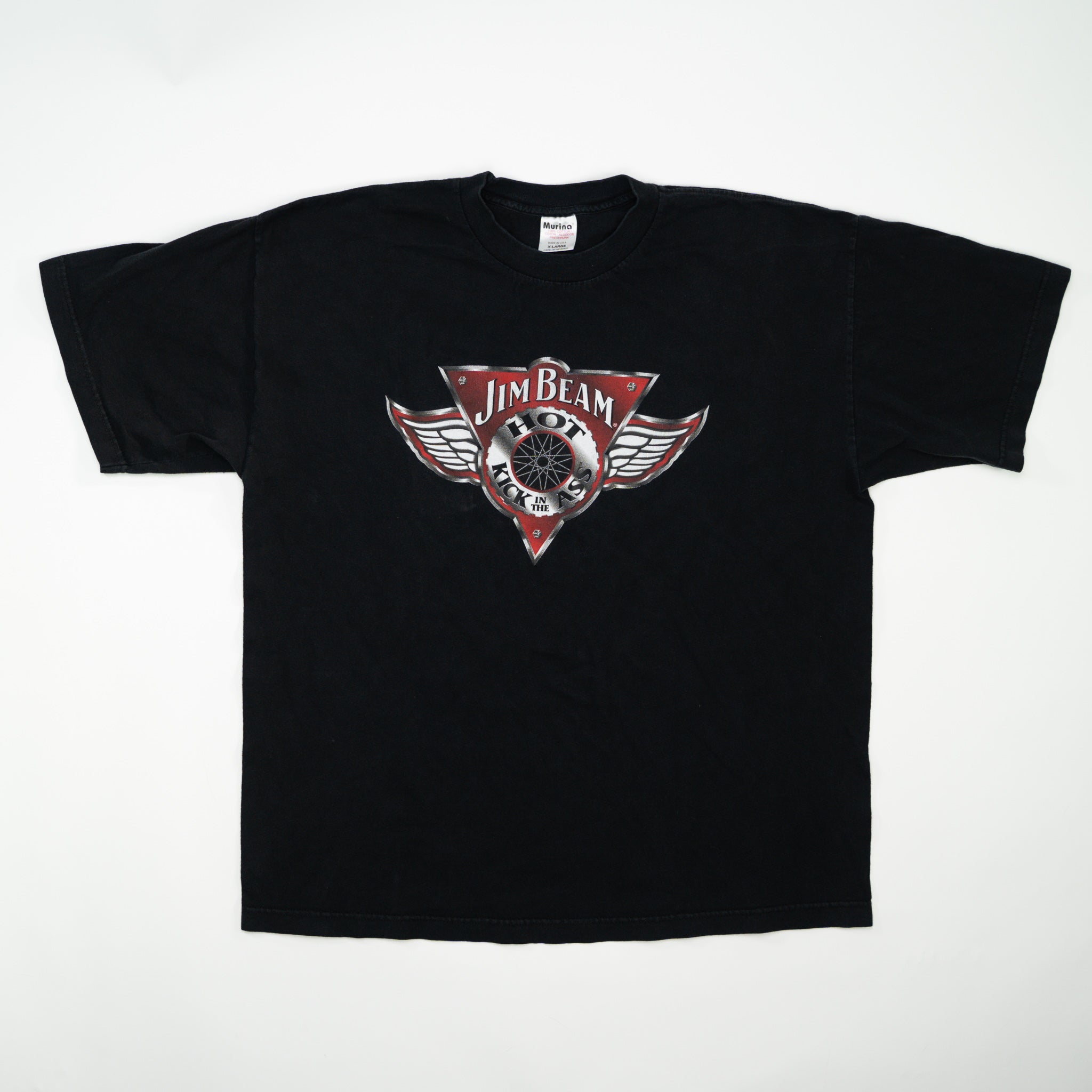 Vintage 90s Black Jim Beam Hot Kick in the Ass Tee (L)