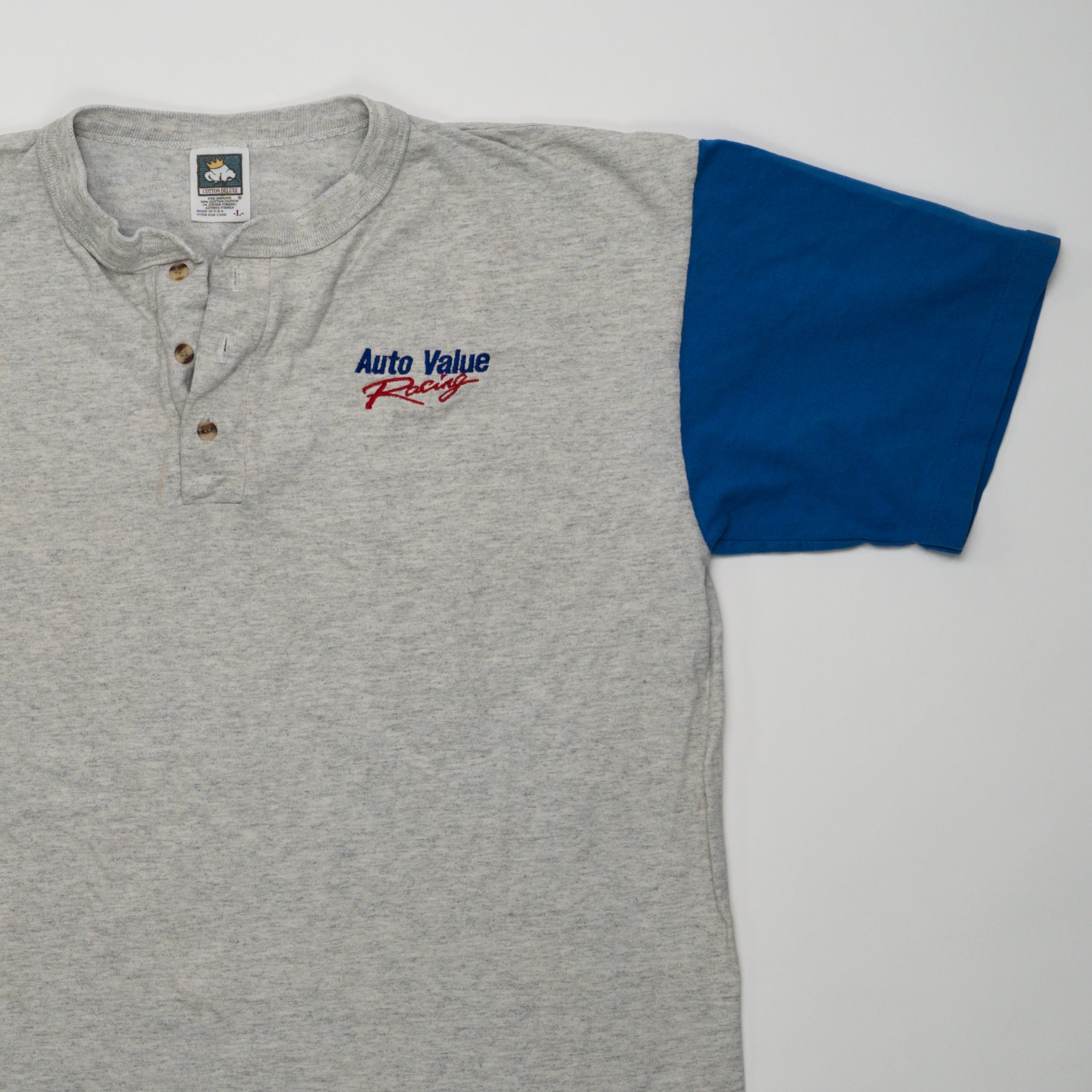 Vintage 90s Auto Racing 1/4 Button Tee (M) | Rebalance Vintage.