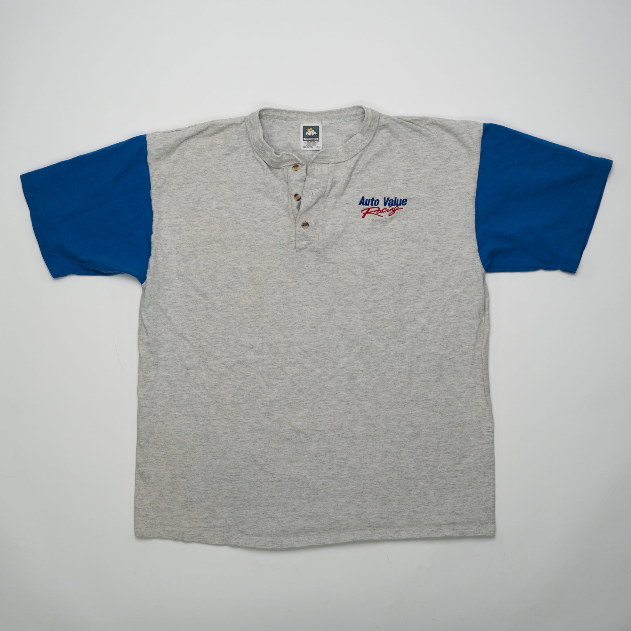 Vintage 90s Auto Racing 1/4 Button Tee (M) | Rebalance Vintage.