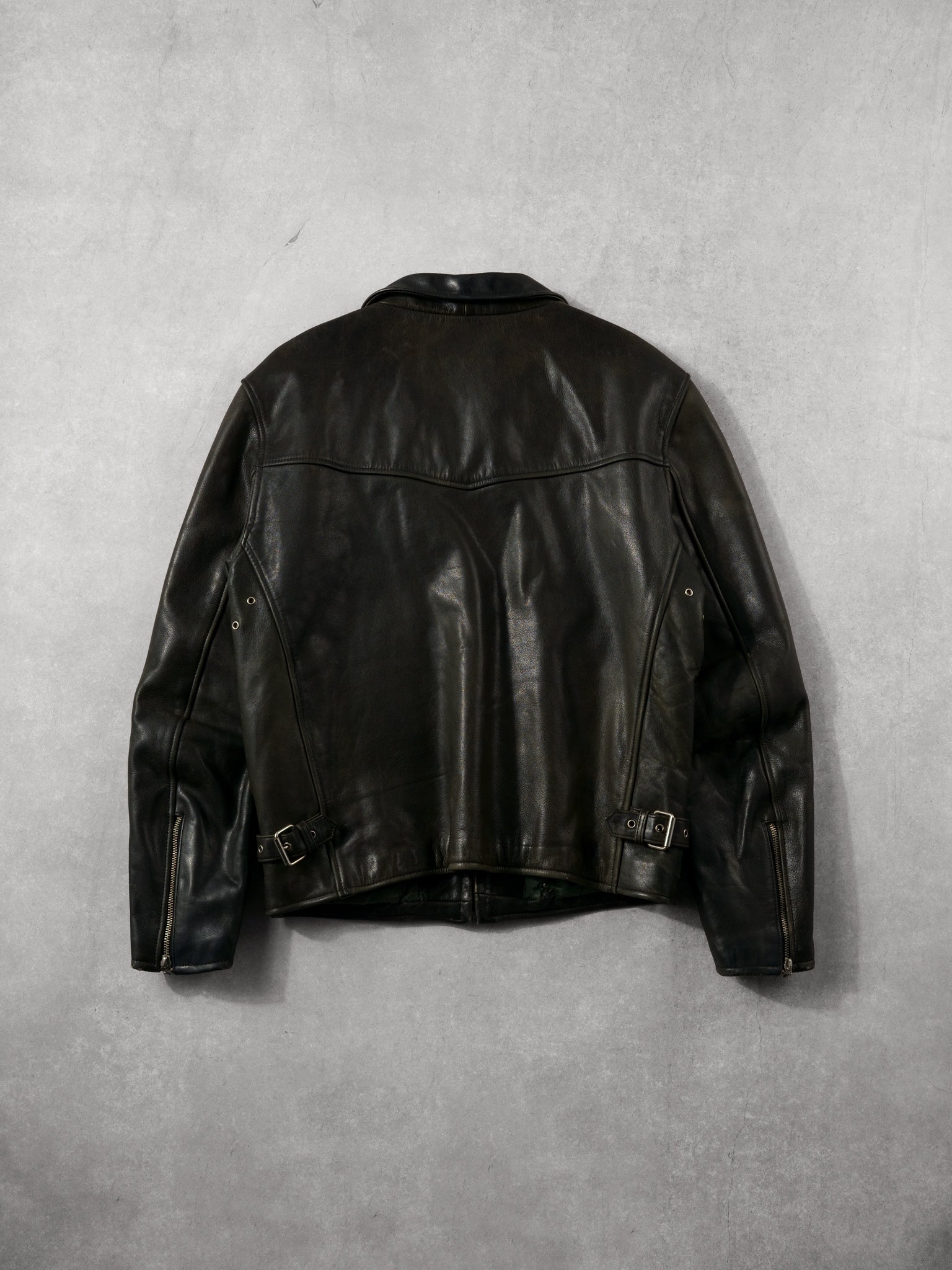 Vintage 90s Black Time & Tide Leather Collared Jacket (M)