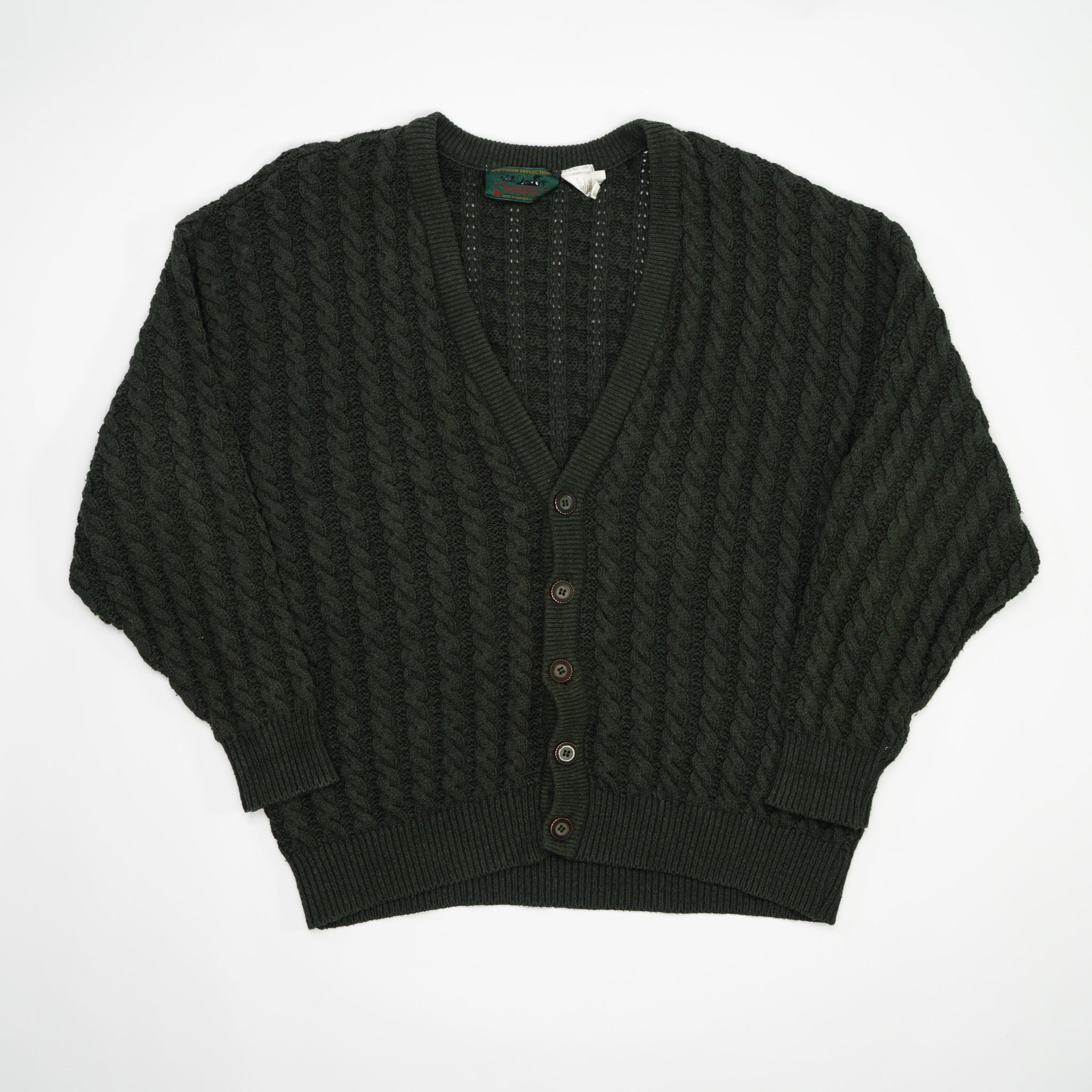 Vintage 80s Green Northern Refections Knit Cardigan (L/XL) | Rebalance Vintage.