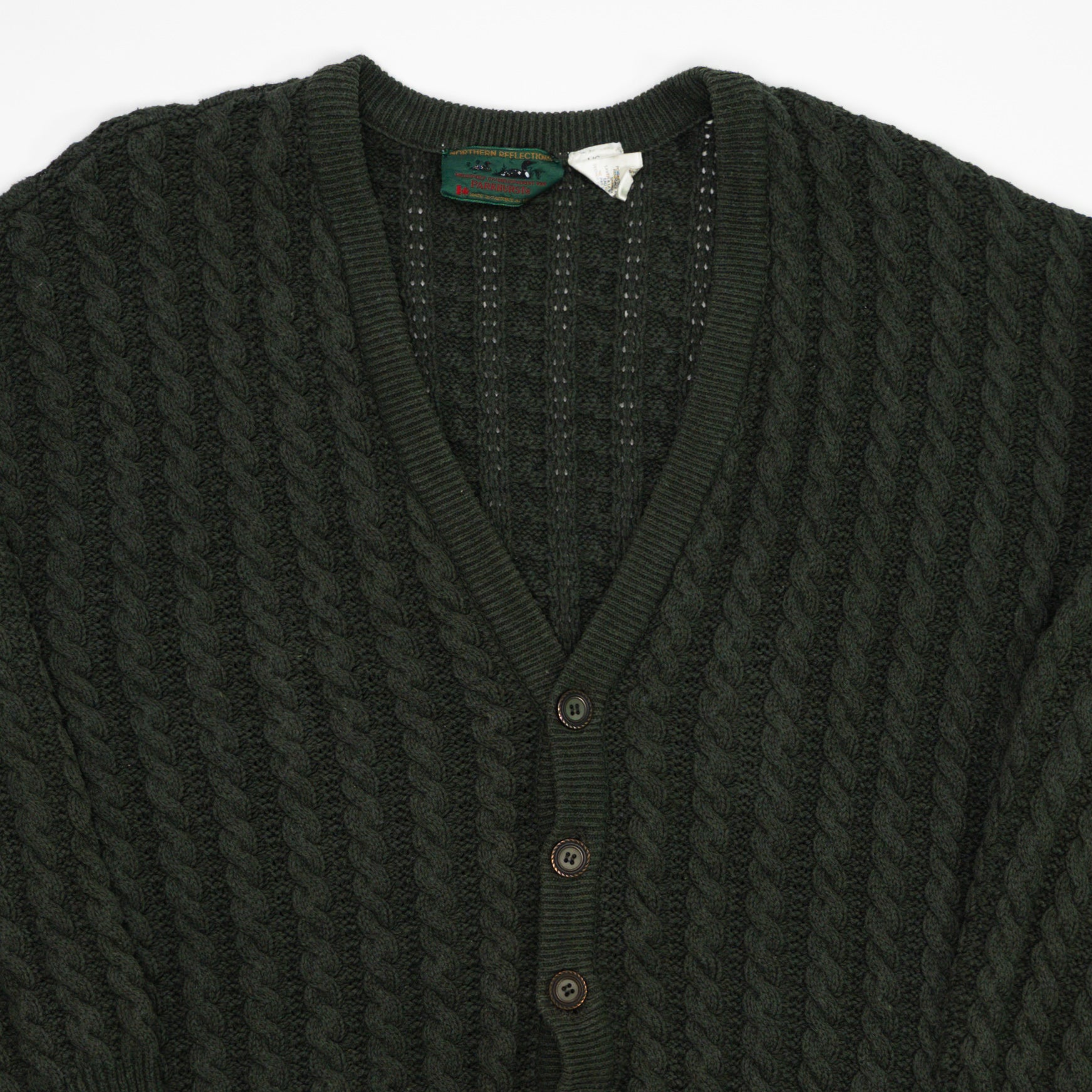Vintage 80s Green Northern Refections Knit Cardigan (L/XL) | Rebalance Vintage.