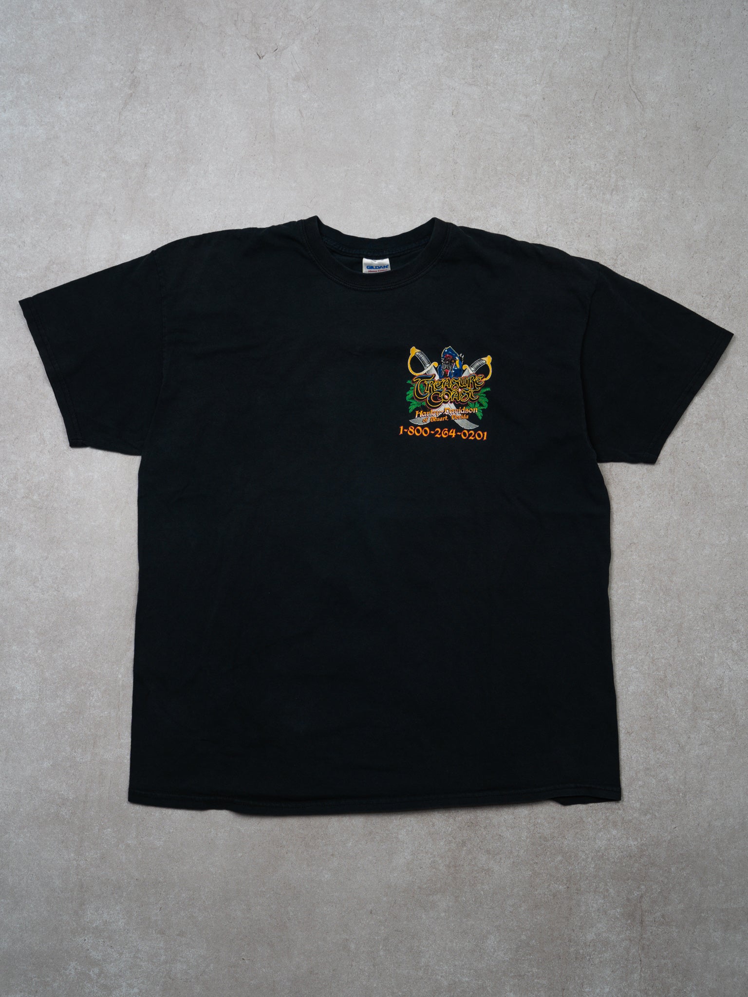 Vintage Black Treasure Coast Harley Davidson Tee (L)