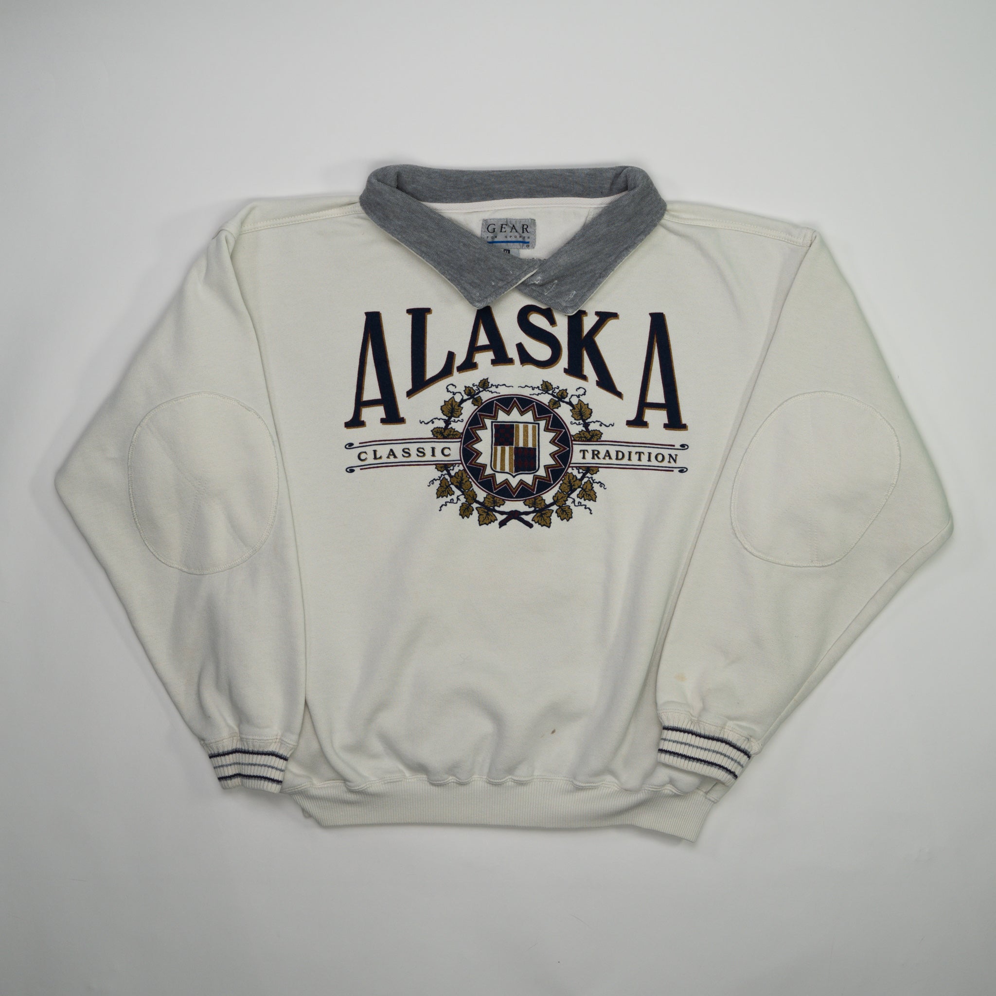 Vintage Cream Alaska Classic Tradition Collared Crewneck (L)