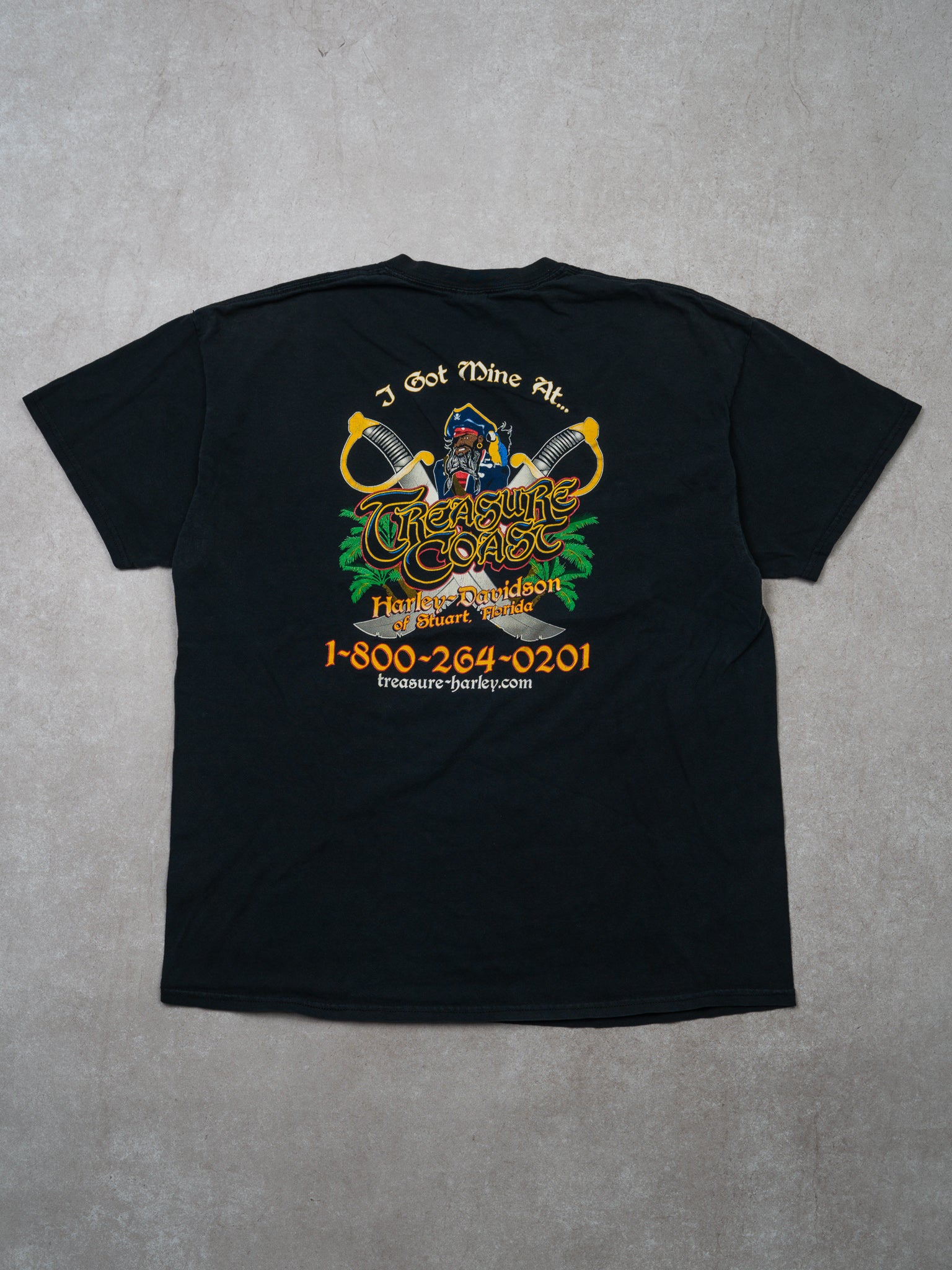 Vintage Black Treasure Coast Harley Davidson Tee (L)