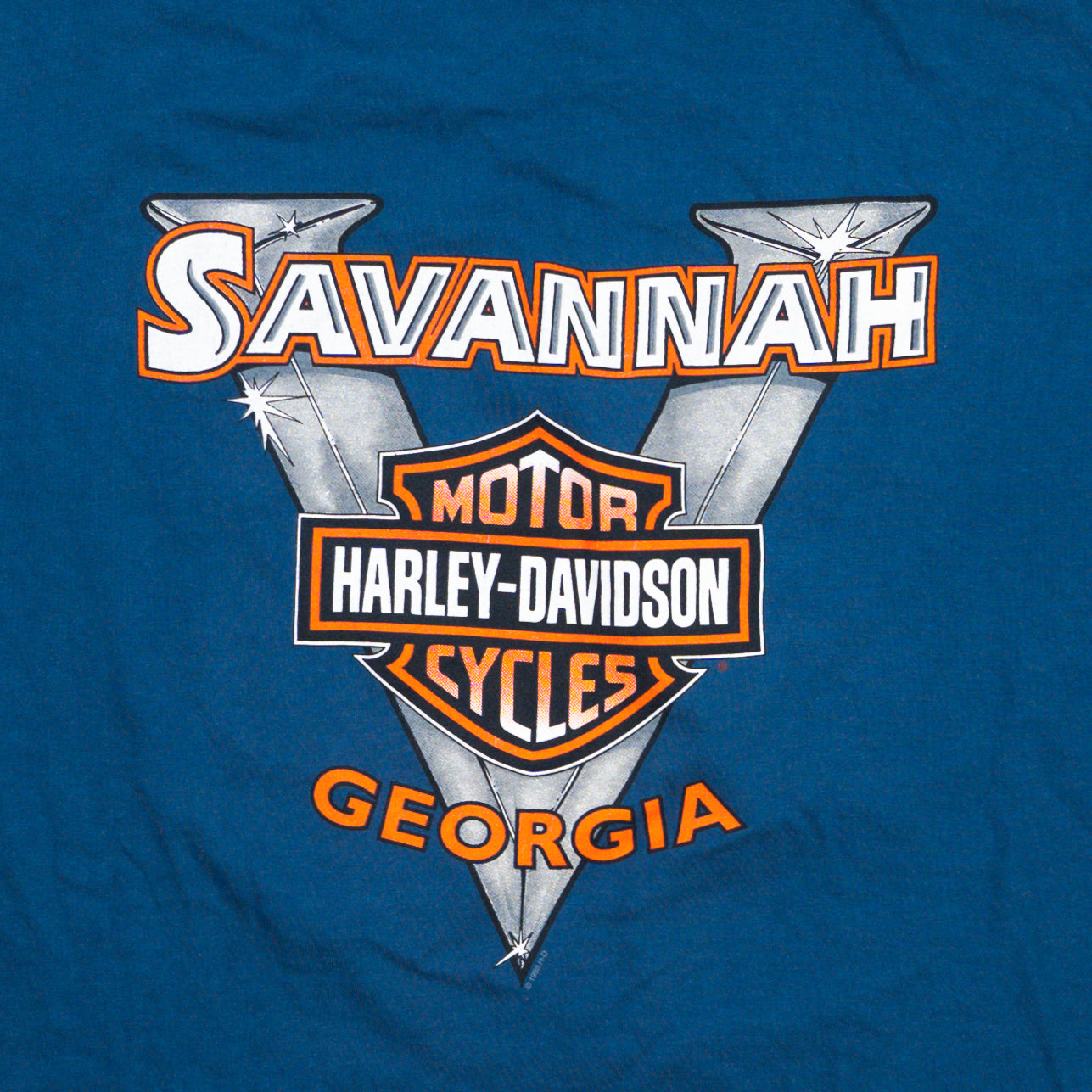 Vintage Blue Harley Davidson Savannah Bike Week Daytona Tee (XL) | Rebalance Vintage.