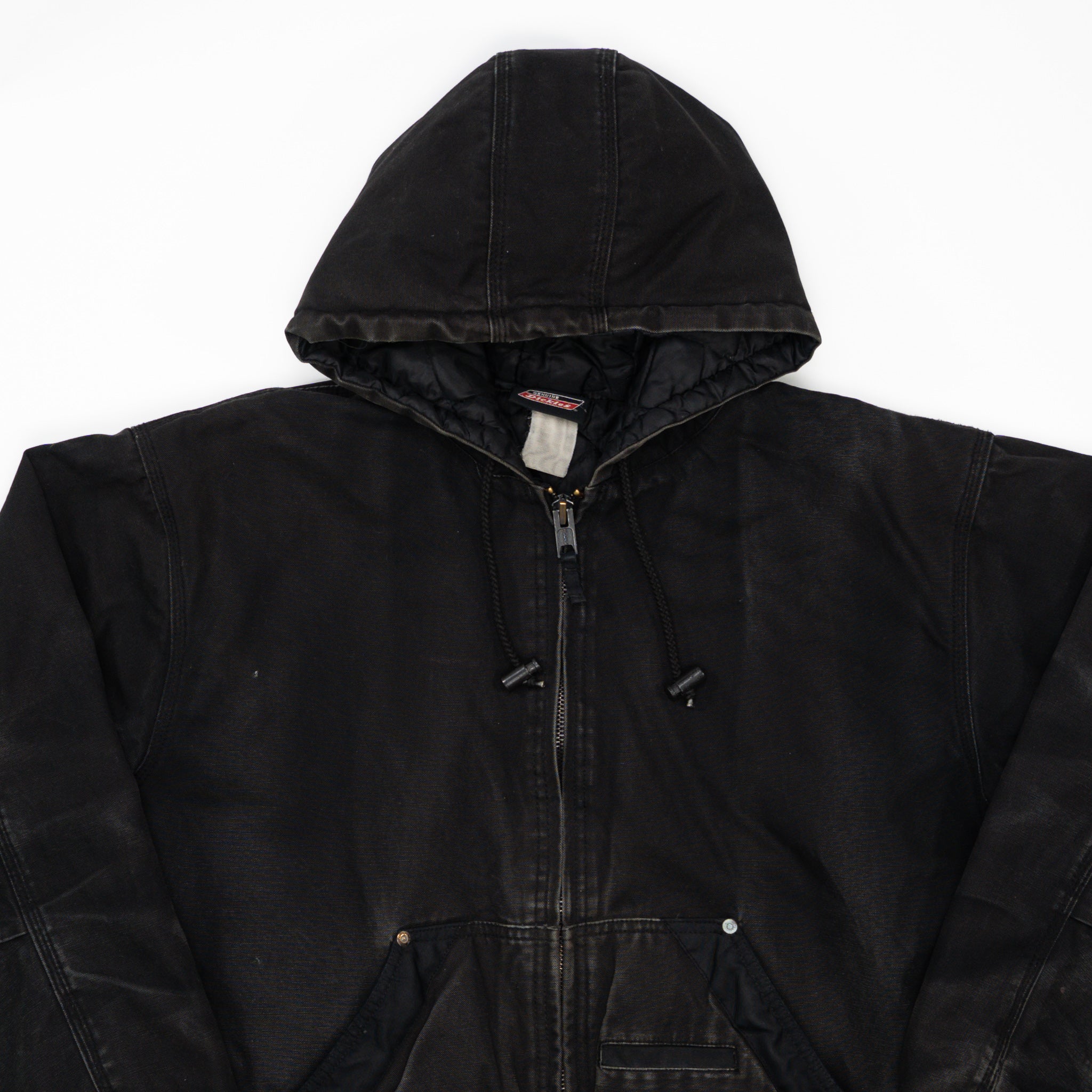 Vintage Faded Black Dickies Hooded Workwear Jacket (XL)