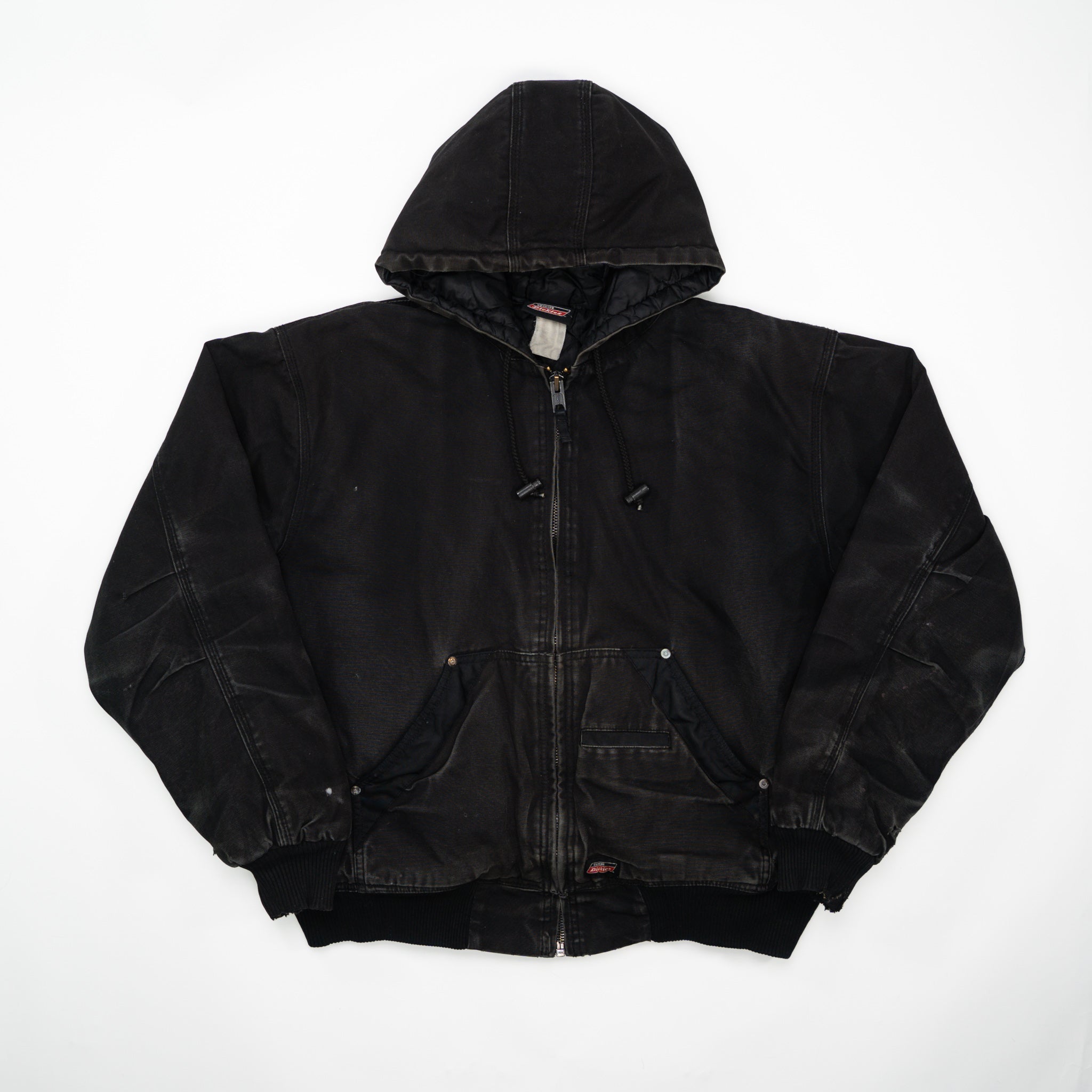 Vintage Faded Black Dickies Hooded Workwear Jacket (XL)