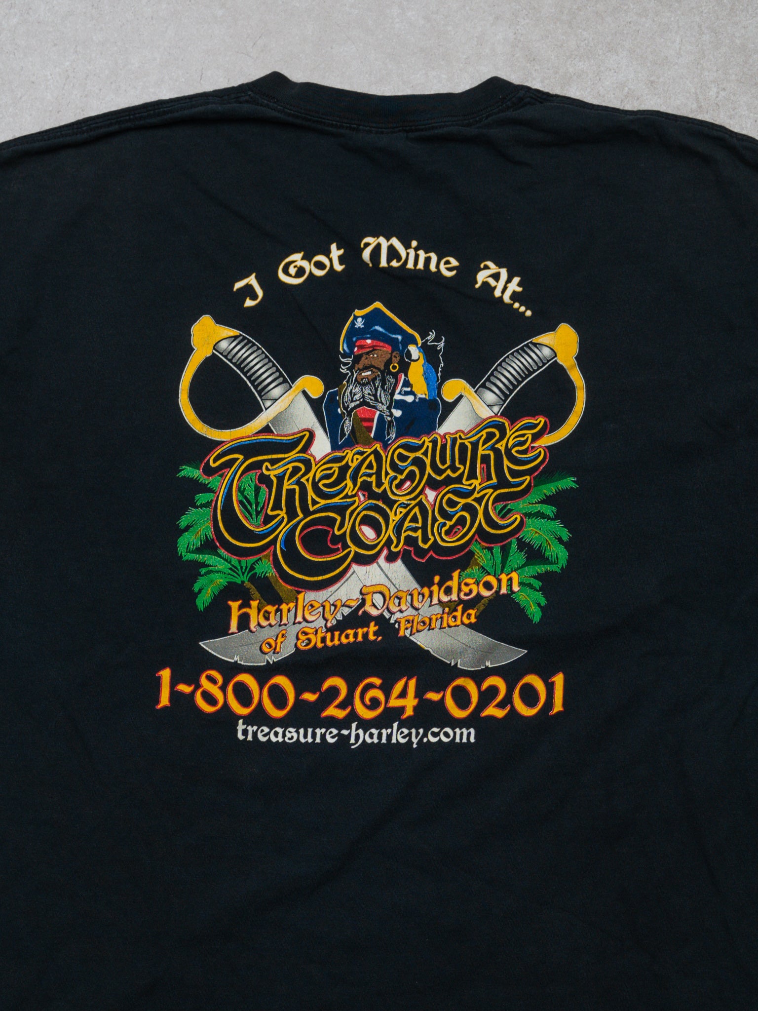 Vintage Black Treasure Coast Harley Davidson Tee (L)