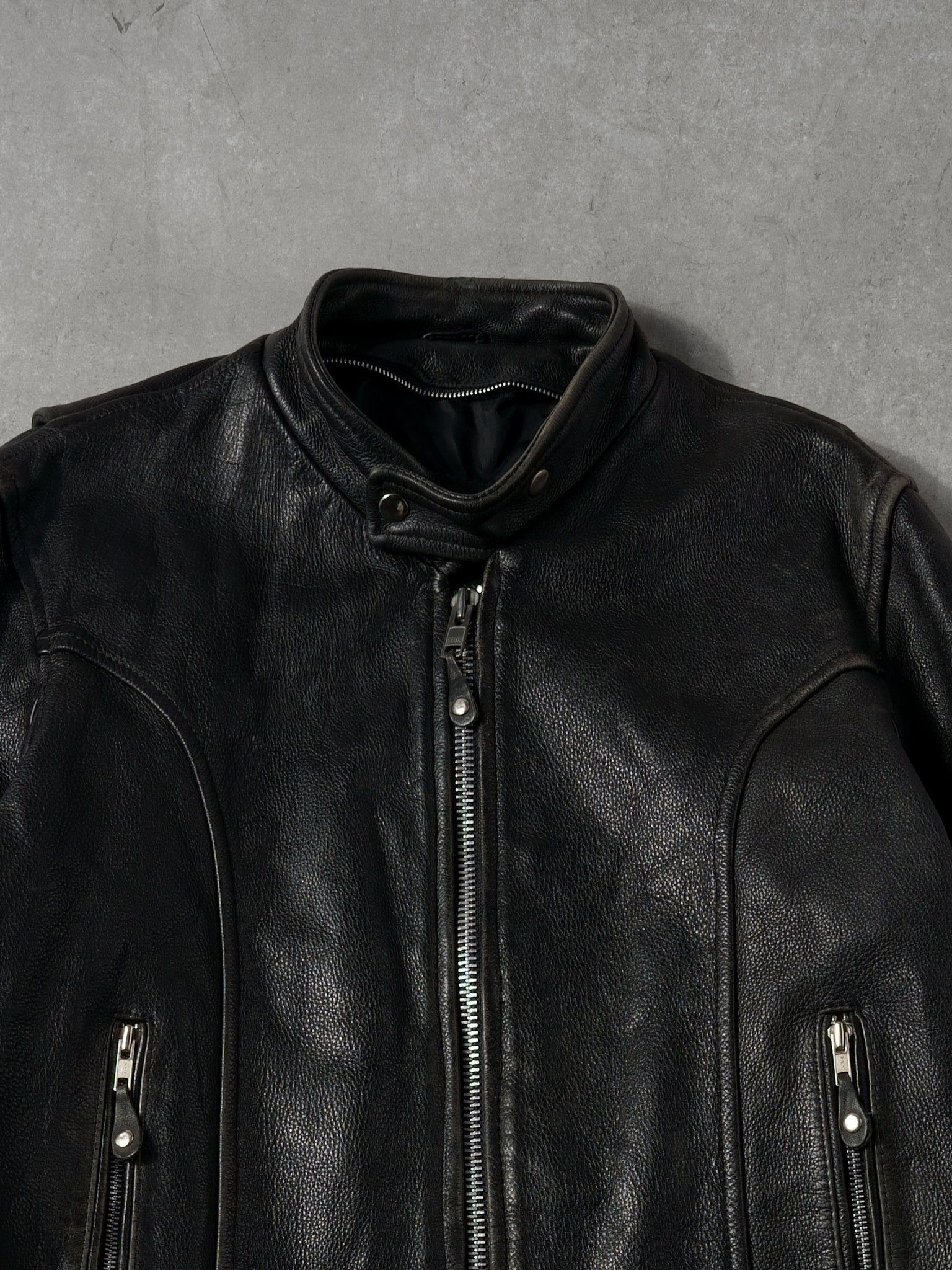 Vintage 90s Black Wilson Leather Biker Jacket (M/L)