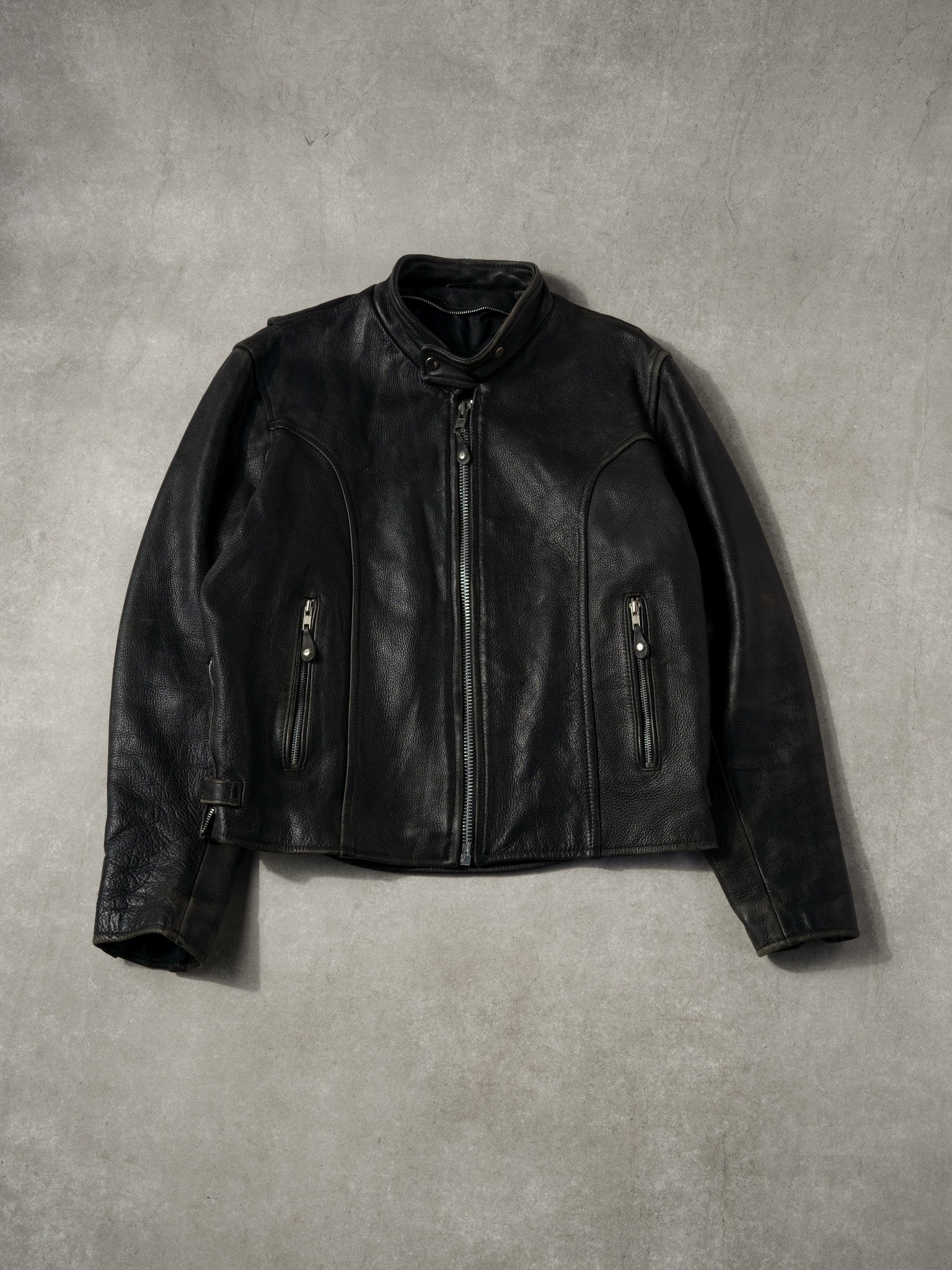 Vintage 90s Black Wilson Leather Biker Jacket (M/L)