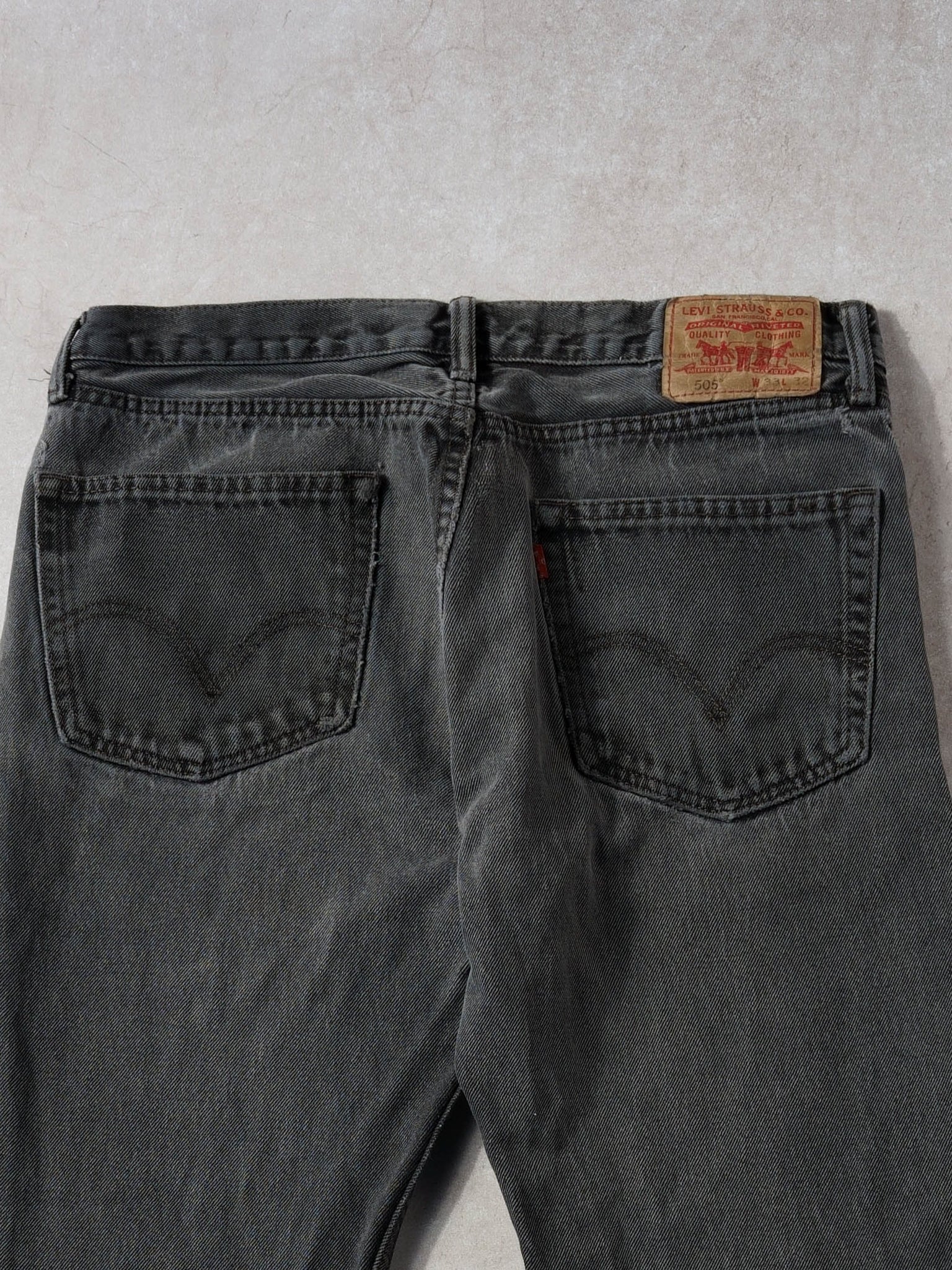 Vintage 90s Washed Grey Levi's 505 Straight Fit Denim Jeans (34x30)