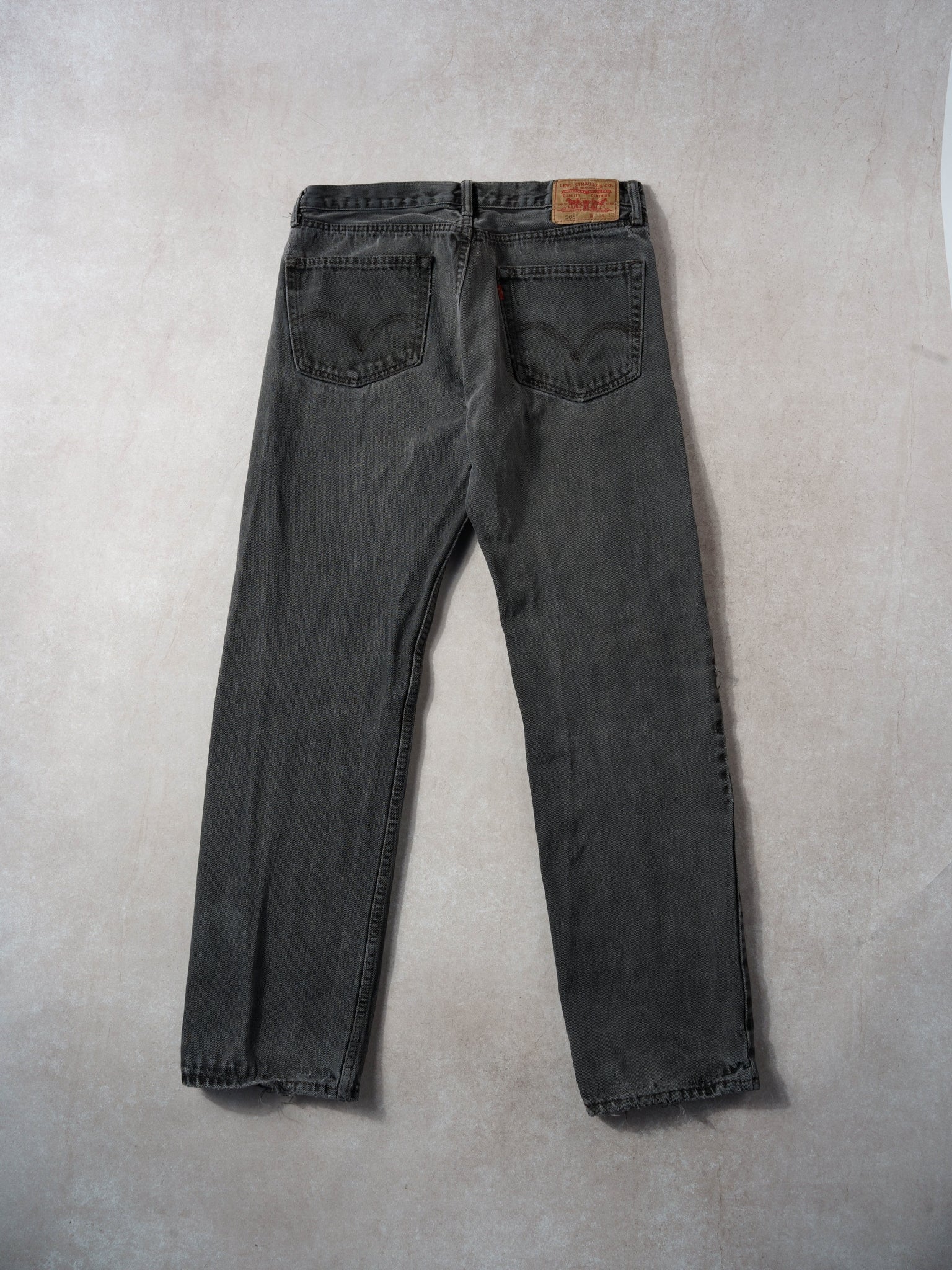 Vintage 90s Washed Grey Levi's 505 Straight Fit Denim Jeans (34x30)