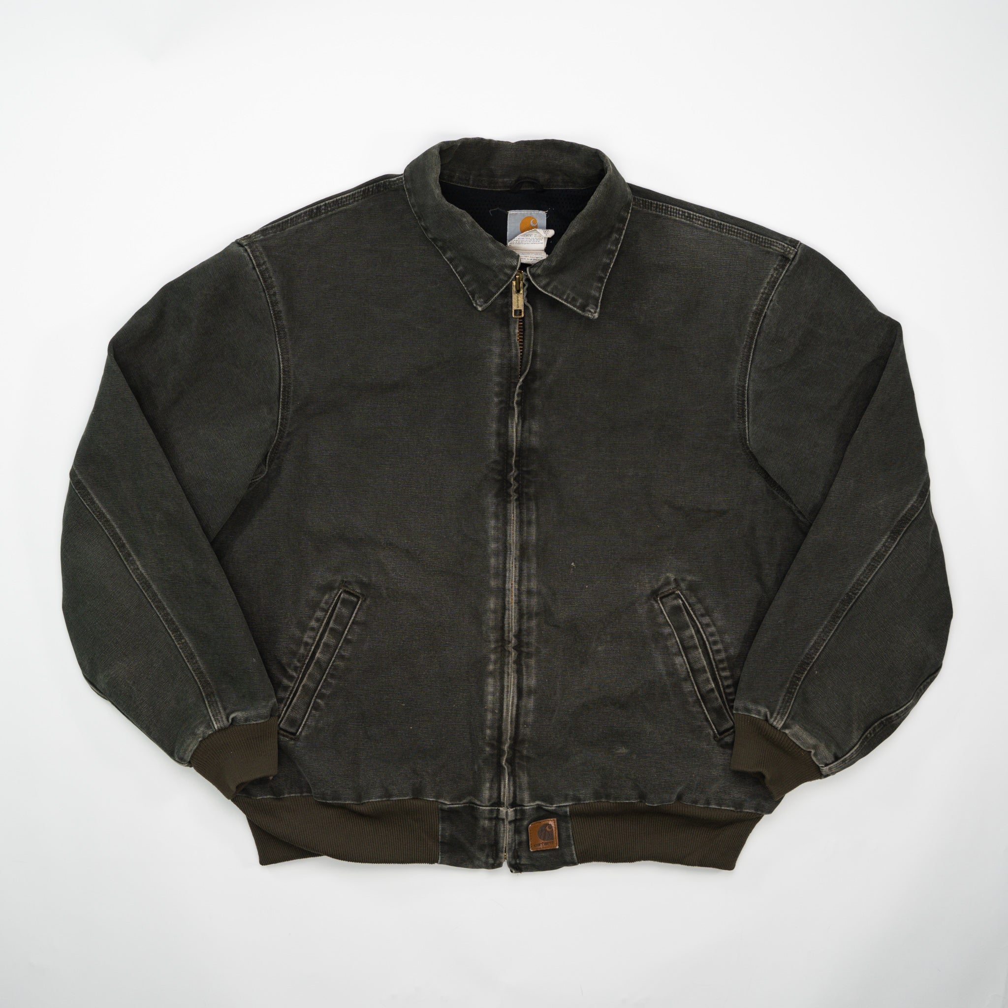 Vintage Faded Army Green Carhartt Bomber Jacket (XL)
