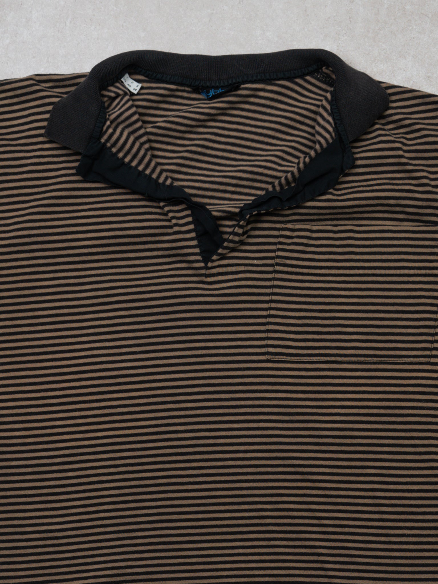 Vintage 70s Brown + Black Cropped Italian Polo Shirt (M)
