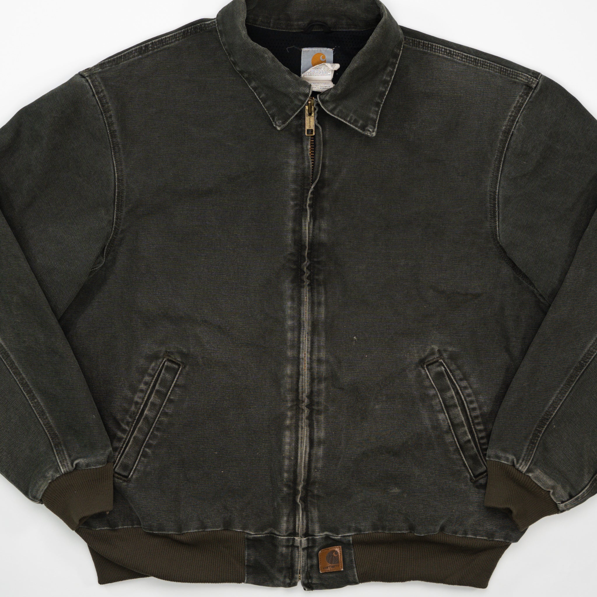 Vintage Faded Army Green Carhartt Bomber Jacket (XL)
