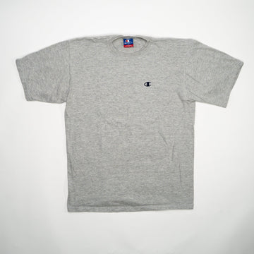 Vintage Grey Champion Embroidered Logo Tee (M) | Rebalance Vintage.