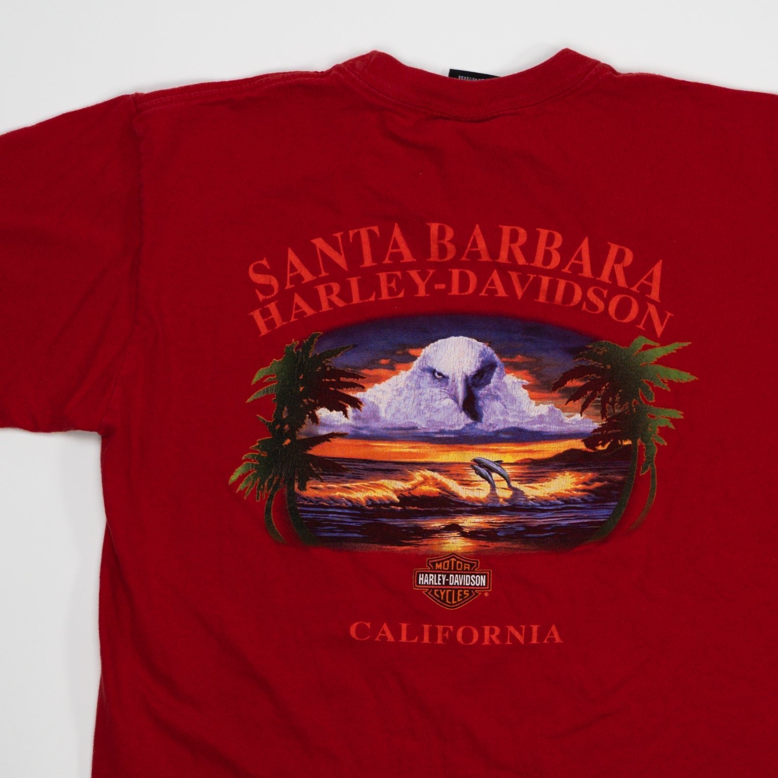 Vintage Red Harley Davidson Santa Barbara Tee (M)
