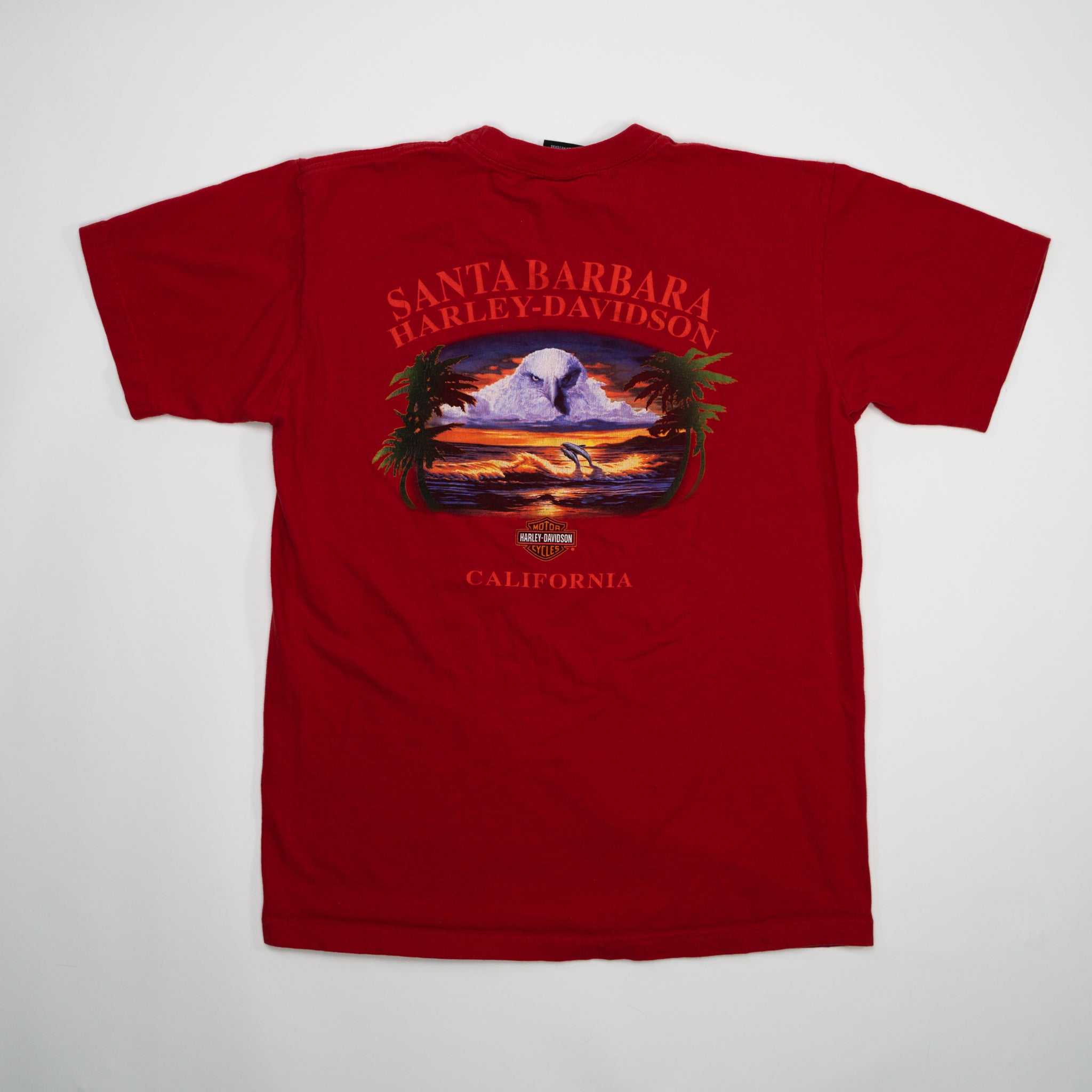 Vintage Red Harley Davidson Santa Barbara Tee (M)