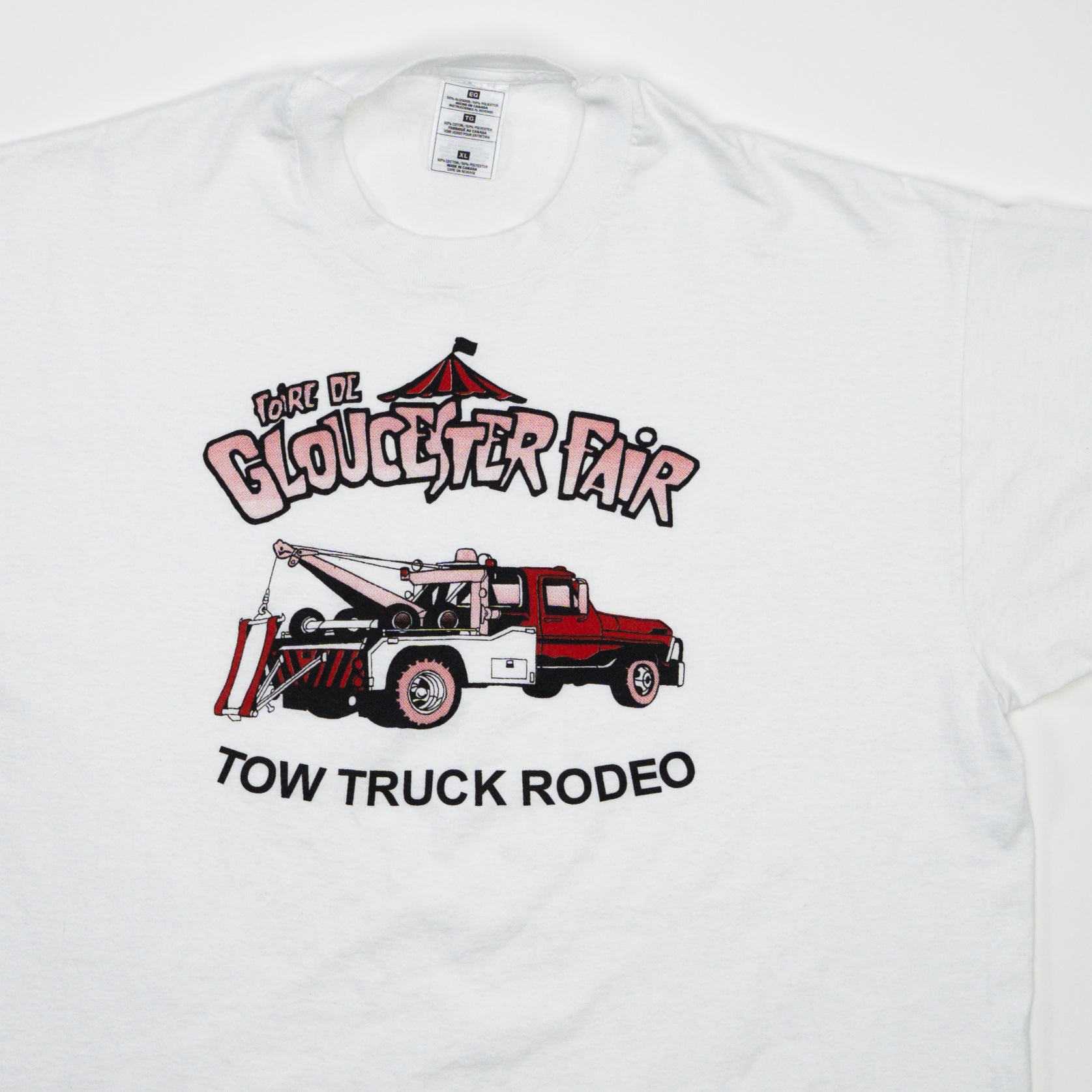 Vintage White Glouchester Fair Tow Truck Rodeo Tee (L)