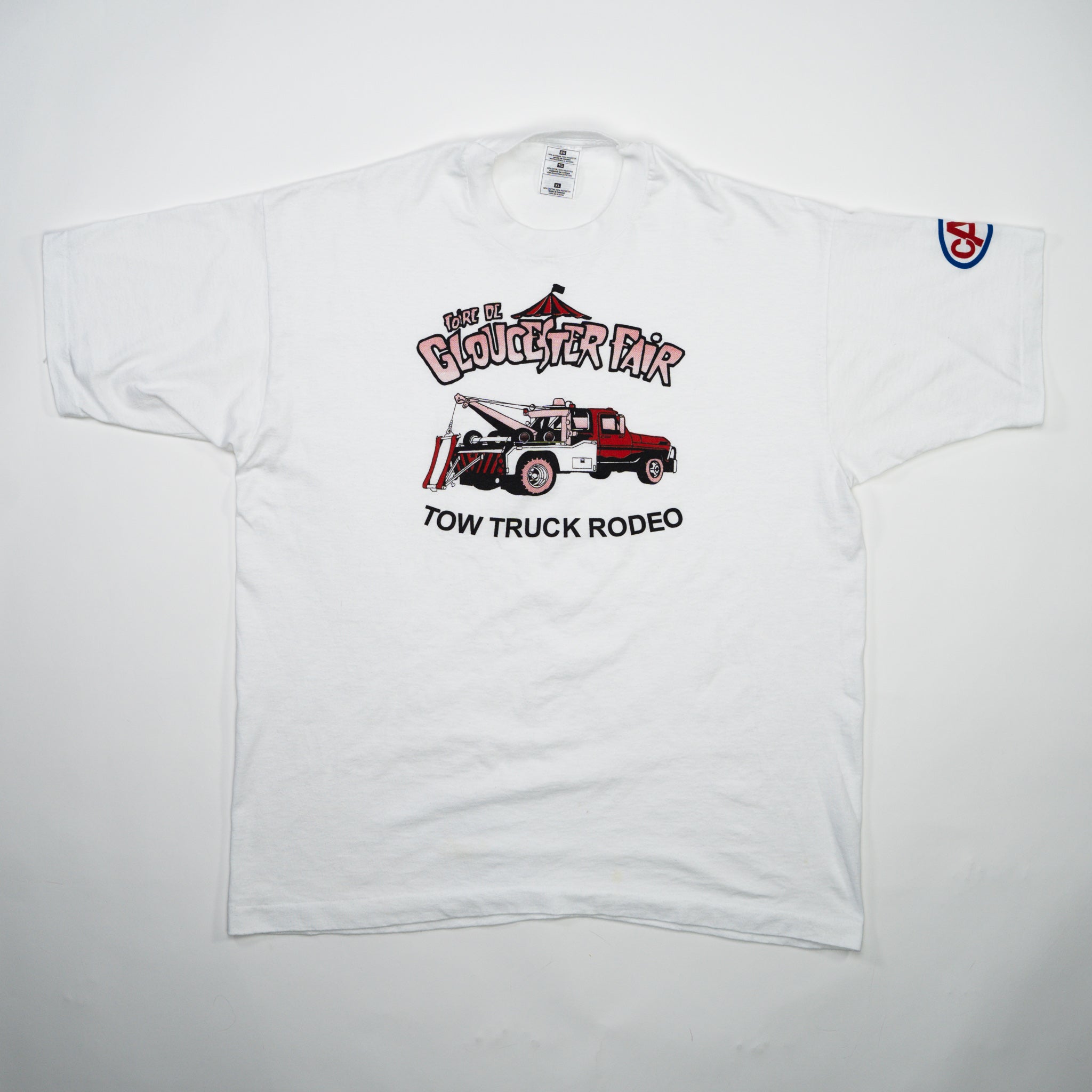 Vintage White Glouchester Fair Tow Truck Rodeo Tee (L)
