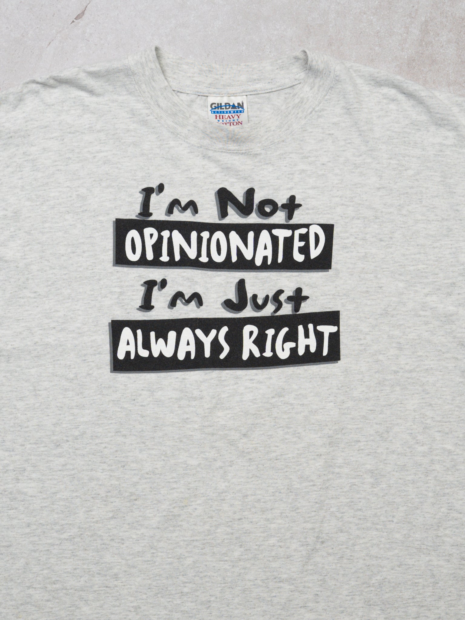 Vintage 90s Grey 'Im Not Opinionated Im Just Always Right' Tee (L)