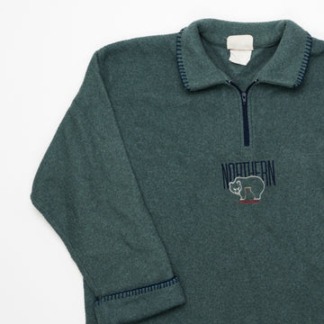 Vintage 90s Northern Comfort Bear Green Fleece Sweater (L) | Rebalance Vintage.