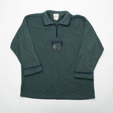 Vintage 90s Northern Comfort Bear Green Fleece Sweater (L) | Rebalance Vintage.