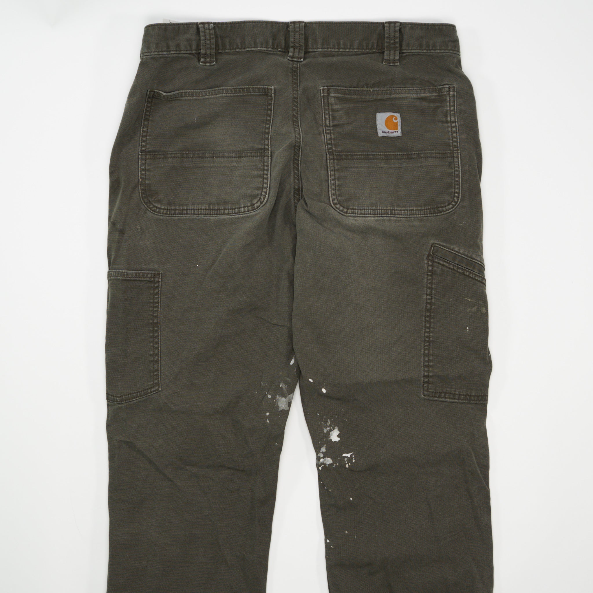 Army Green Carhartt Paint Splashed Double Knee Pants (34 x 32)