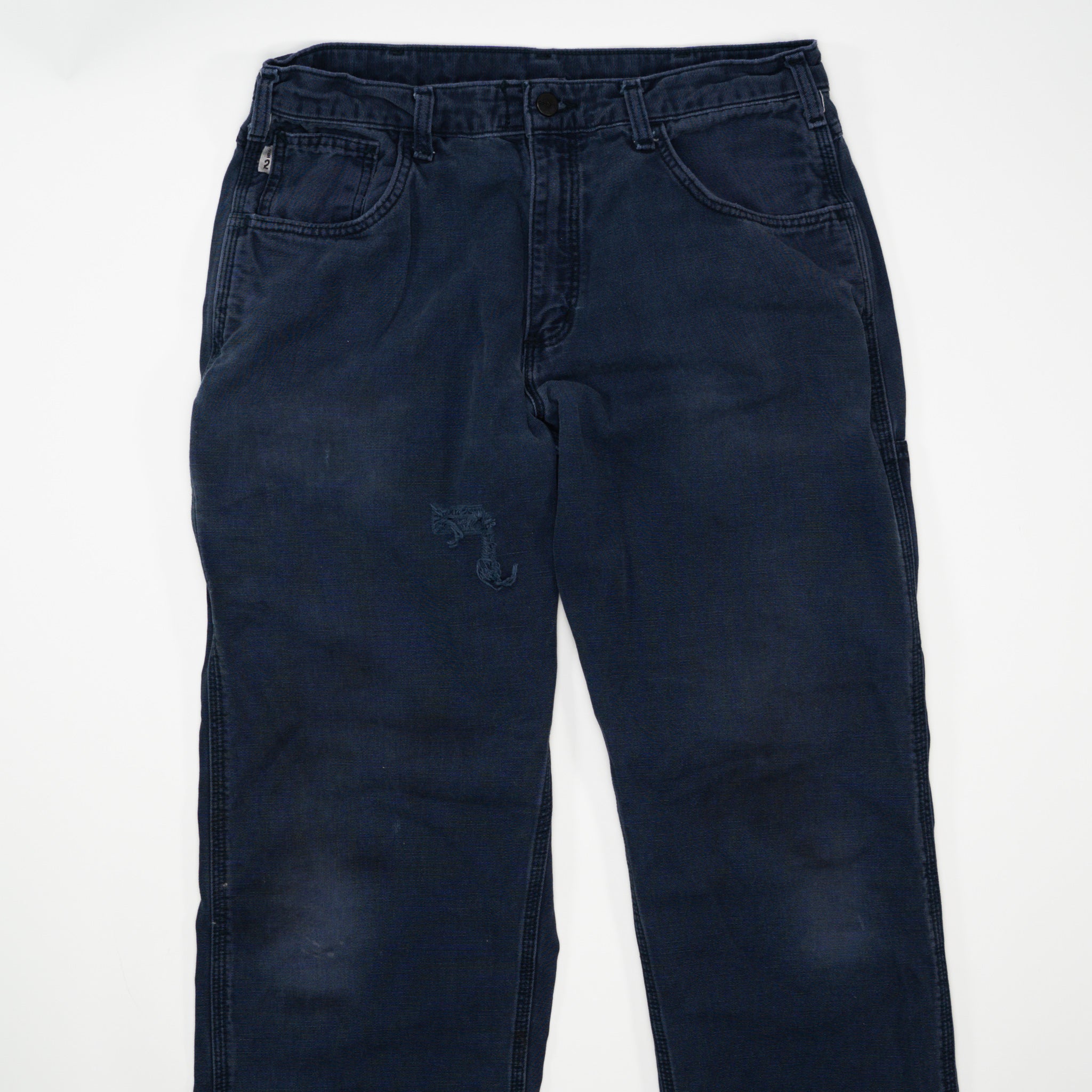Vintage Navy Blue Carhartt Cargo Pants w/ Rip (34 x 32)