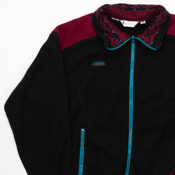 Vintage 90s Black, Maroon + Teal Columbia Fleece (M) | Rebalance Vintage.