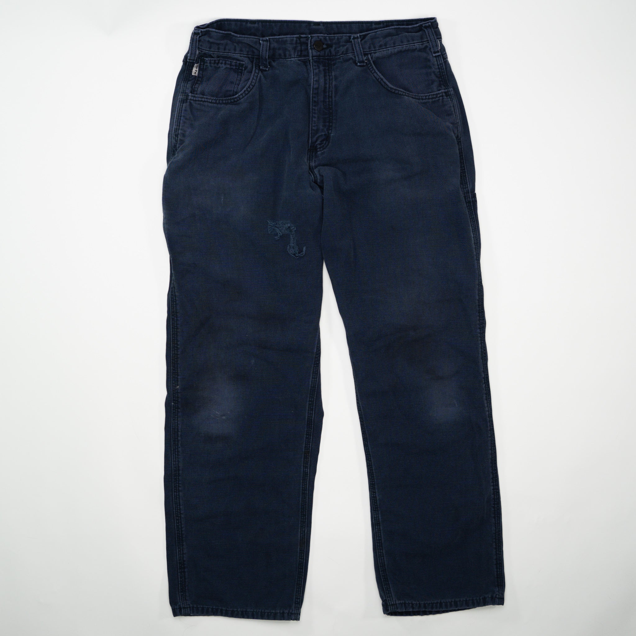 Vintage Navy Blue Carhartt Cargo Pants w/ Rip (34 x 32)