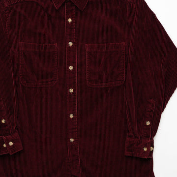 Vintage 80s Dark Red Corduroy Button Up (L) | Rebalance Vintage.