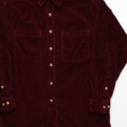 Vintage 80s Dark Red Corduroy Button Up (L)