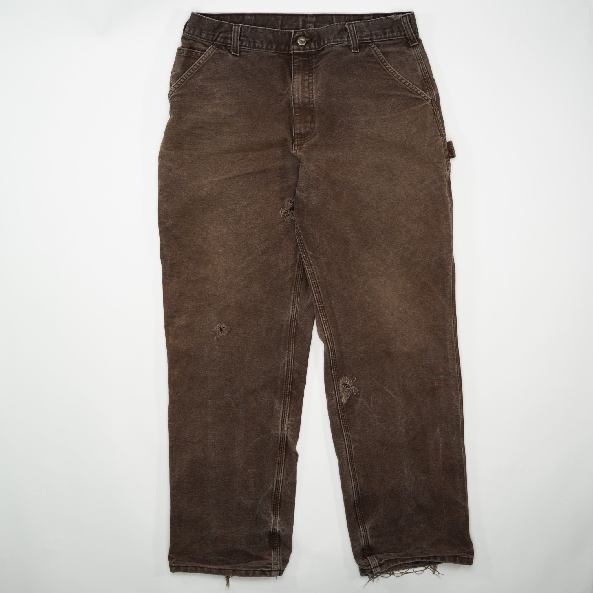 Vintage Faded Brown Carhartt Cargo Pants w/ Rips (34 x 32)