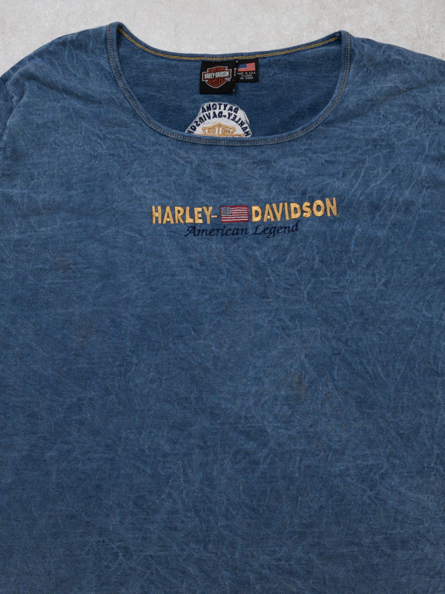 Vintage 90s Tie Dye Blue Harley Davidson Daytona Tee (XL)