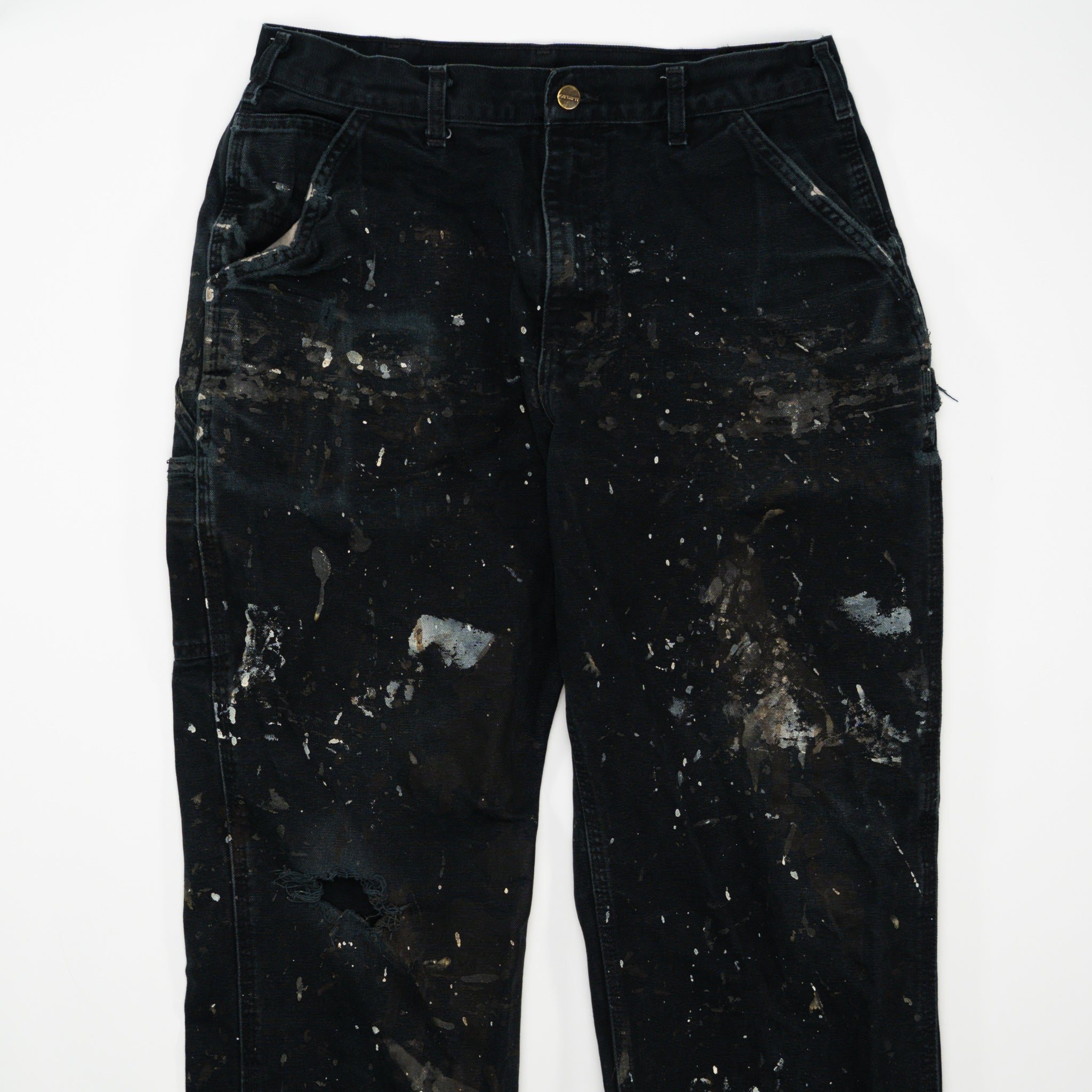 Vintage Black Carhartt Paint Splashed Cargo Pants (34 x 30)