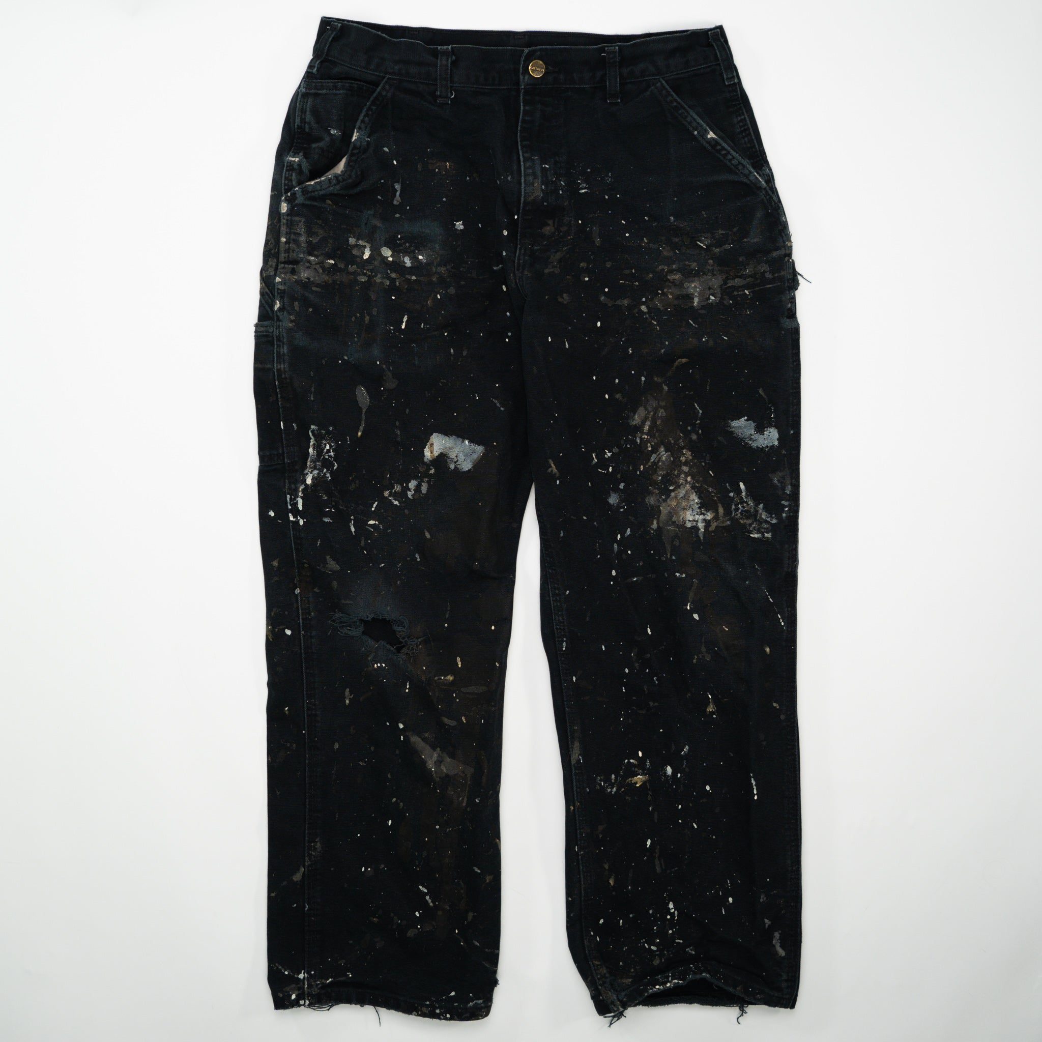 Vintage Black Carhartt Paint Splashed Cargo Pants (34 x 30)