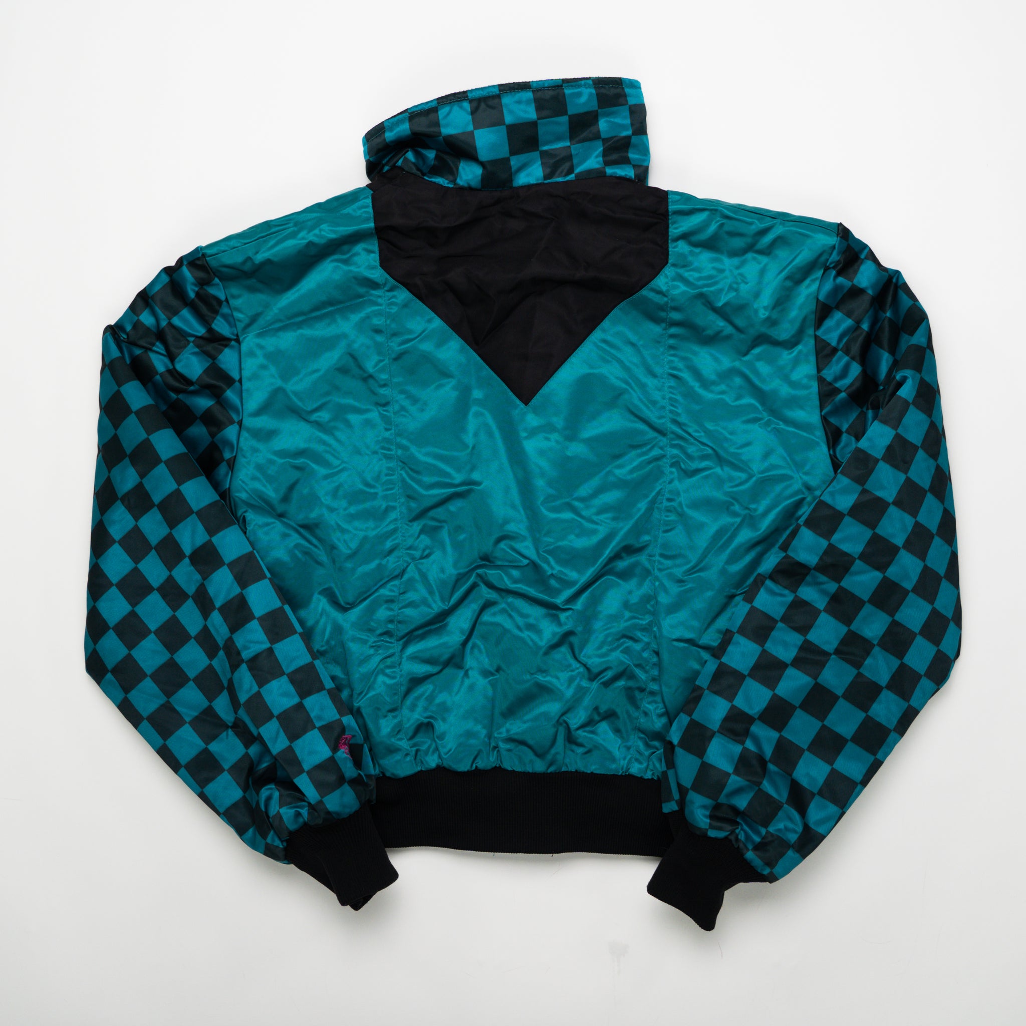 Vintage RARE Turquoise Checkered Arctic Cat Bomber Jacket (M) | Rebalance Vintage.