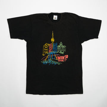 Vintage Black 80s Toronto Multicolored Graphic Tee (S) | Rebalance Vintage.