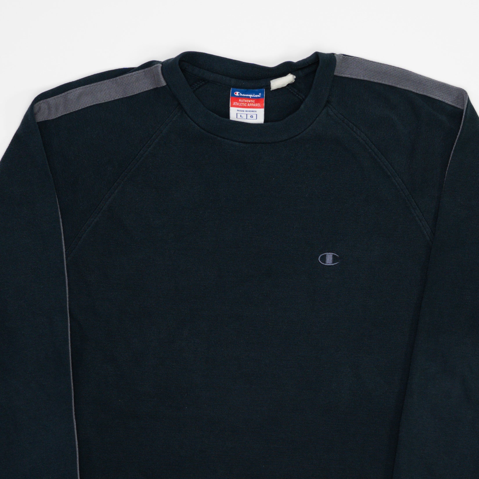 Vintage Washed Black + Grey Champion Long Sleeve