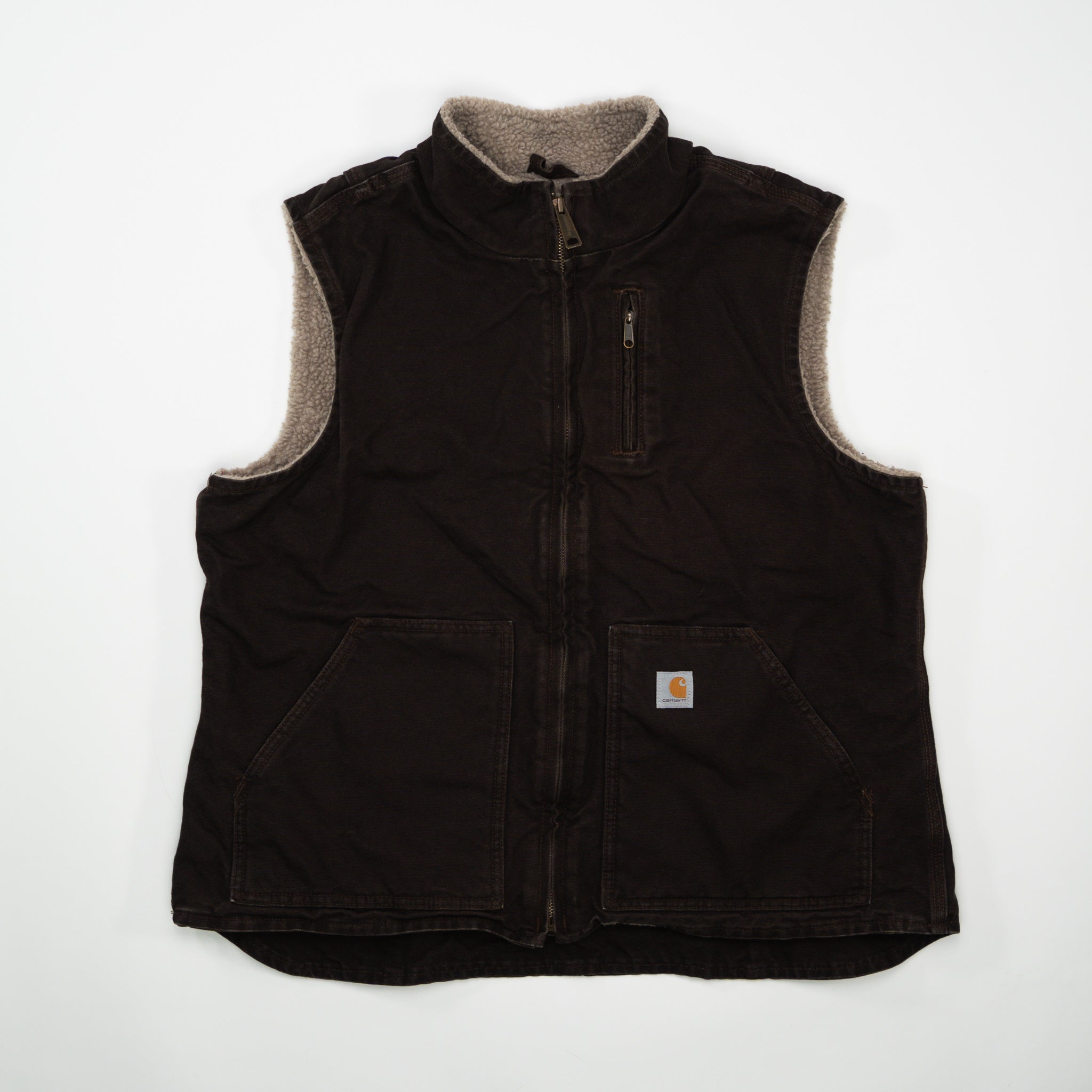 Vintage Brown Carhartt Sherpa Lined Vest (L)