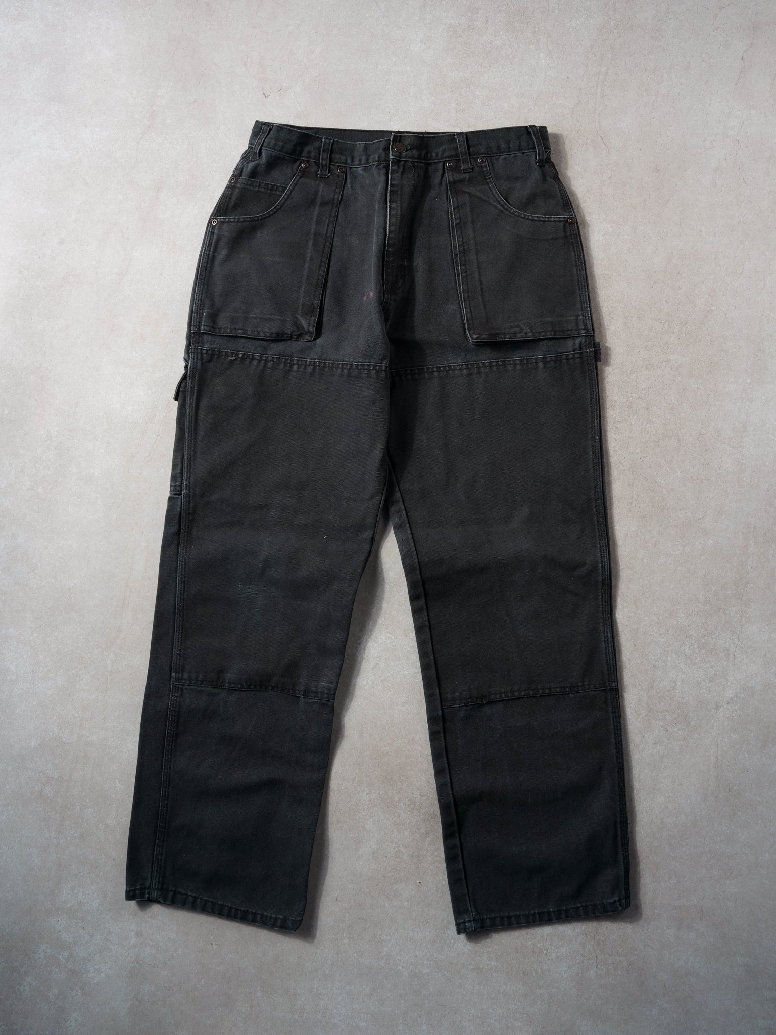 Vintage 90s Washed Black Dickies Double Knee Carpenter Pants (34x31)