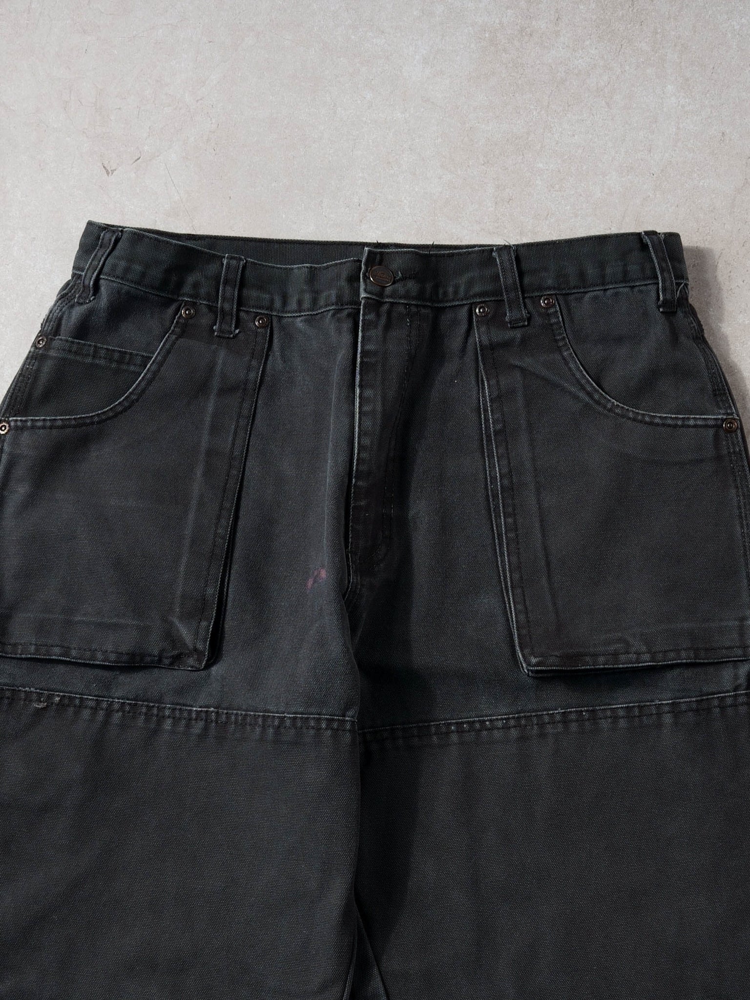 Vintage 90s Washed Black Dickies Double Knee Carpenter Pants (34x31)