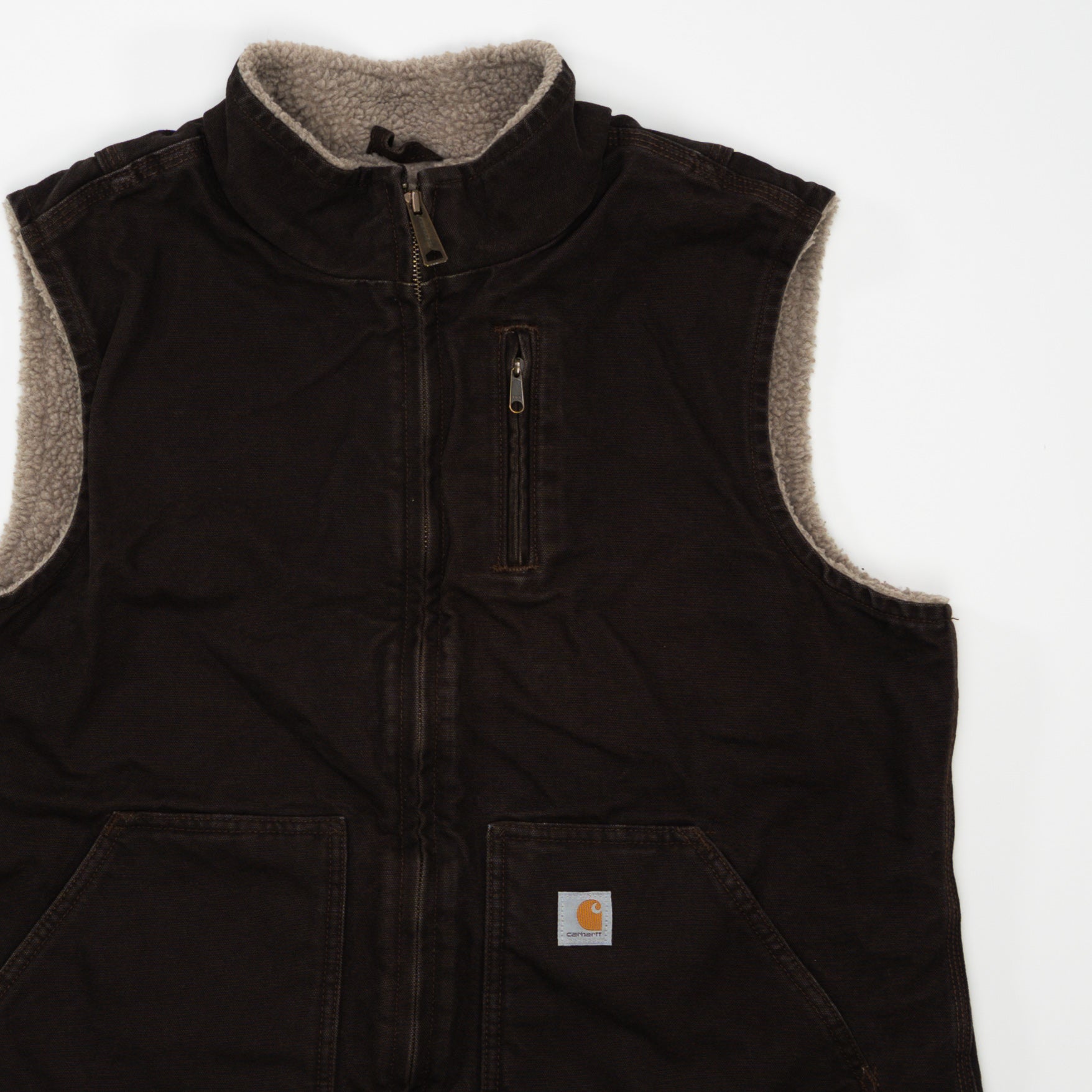 Vintage Brown Carhartt Sherpa Lined Vest (L)