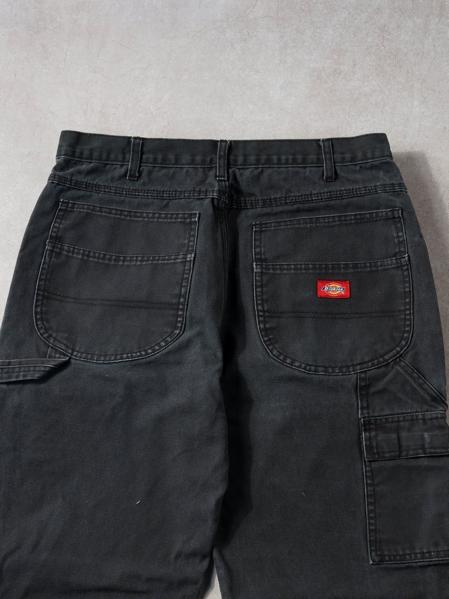 Vintage 90s Washed Black Dickies Double Knee Carpenter Pants (34x31)